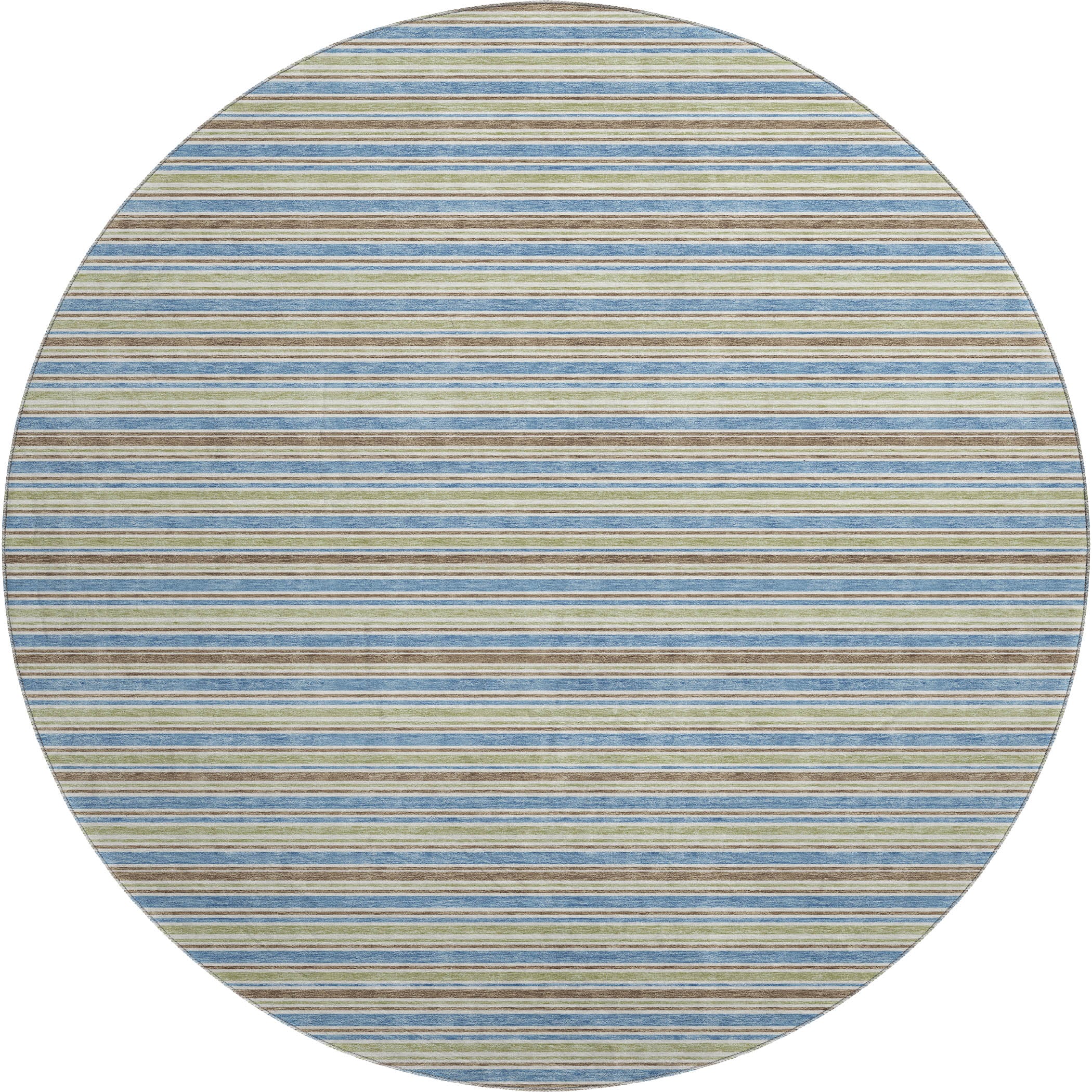 Luxury Washable Indoor/Outdoor Transitional SE2 Blue Rug 8' x 8' #shape_Round