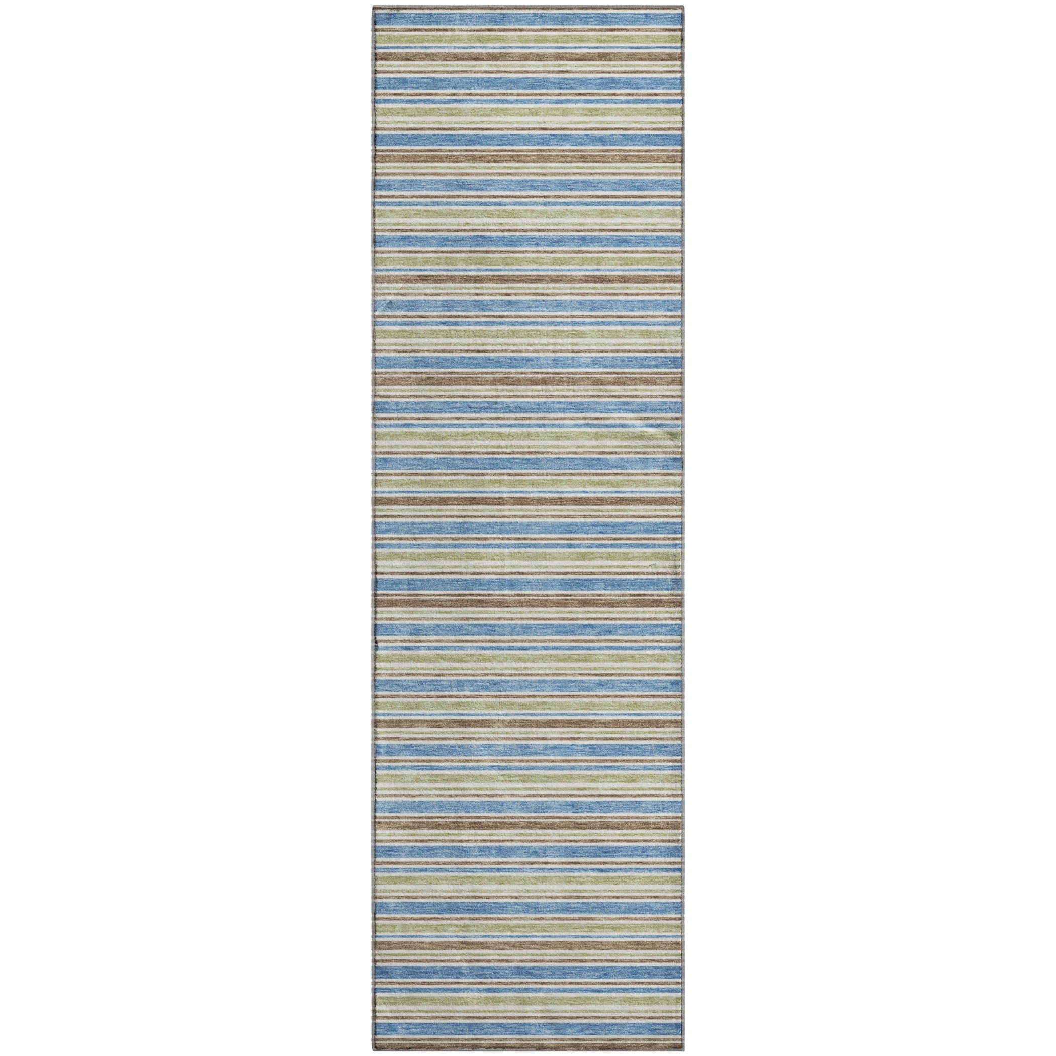Luxury Washable Indoor/Outdoor Transitional SE2 Blue Rug 2'3" x 7'6" #shape_Runner