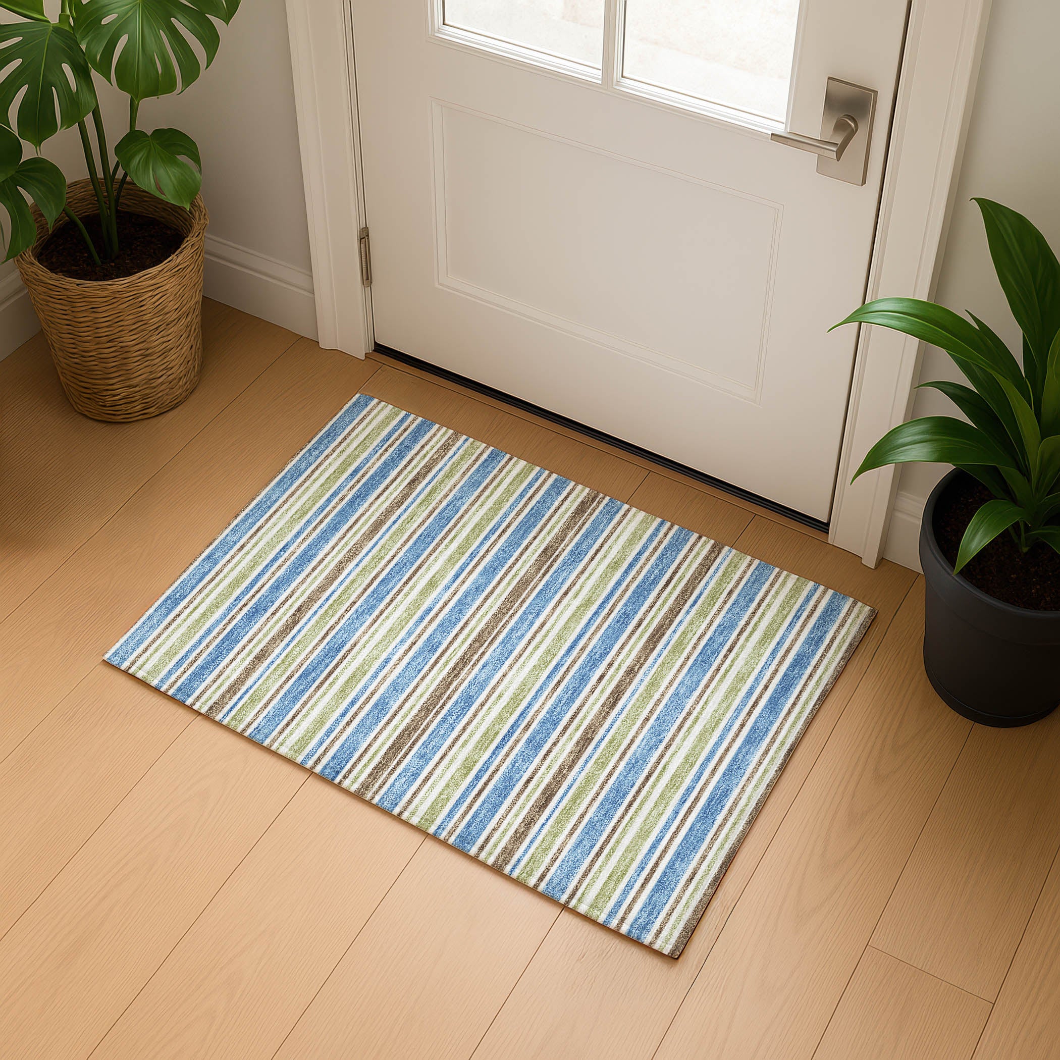 Luxury Washable Indoor/Outdoor Transitional SE2 Blue Rug 1'8" x 2'6" #shape_Rectangle