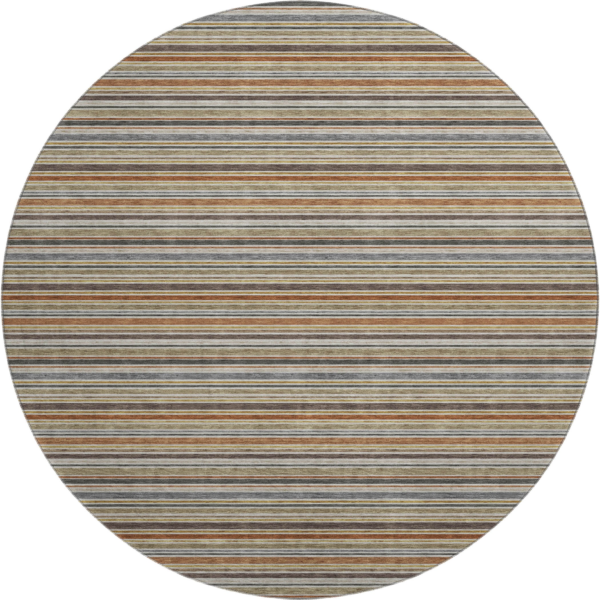 Luxury Washable Indoor/Outdoor Transitional SE2 Earth Multi Rug 8' x 8' #shape_Round