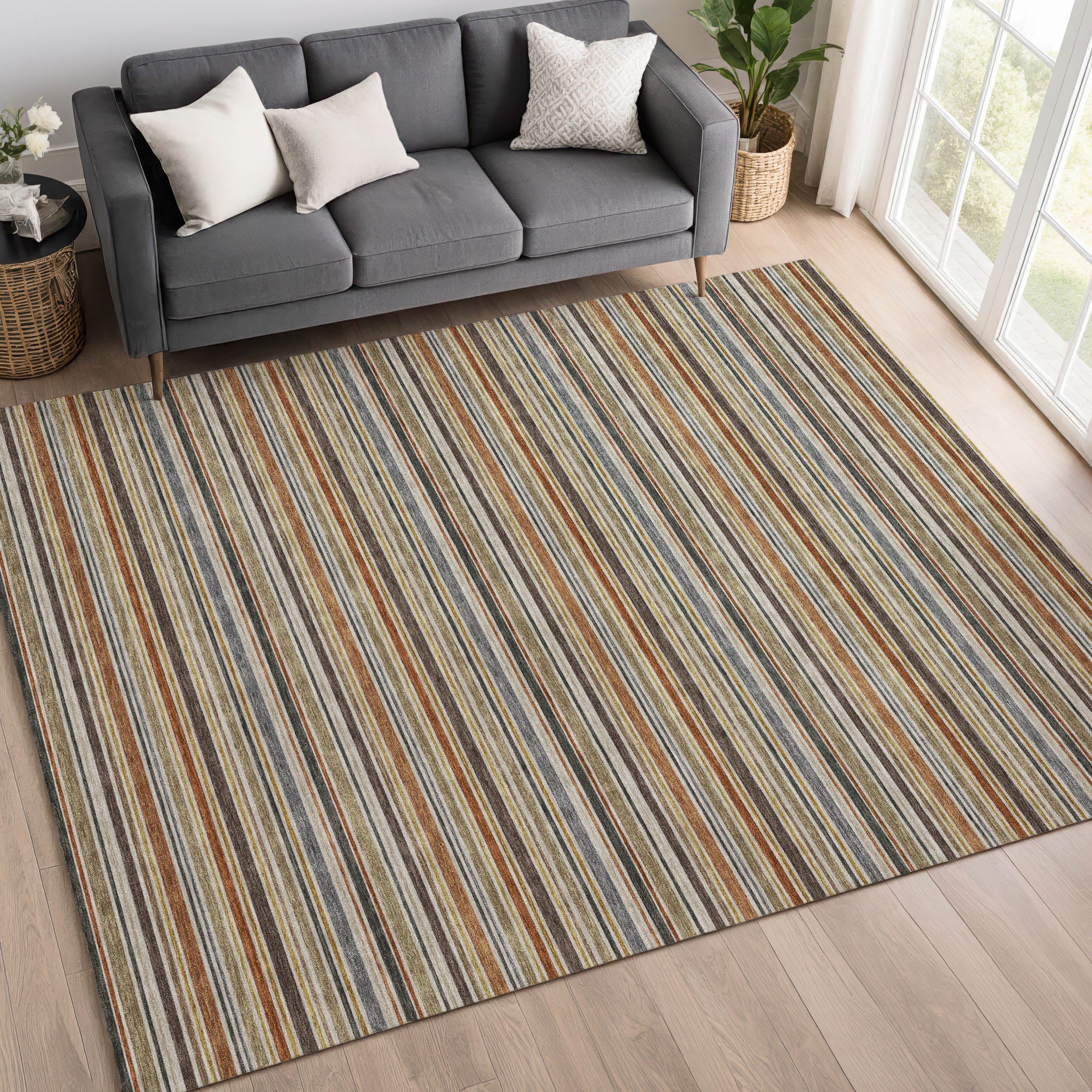 Luxury Washable Indoor/Outdoor Transitional SE2 Earth Multi Rug 2'6" x 3'10" #shape_Rectangle