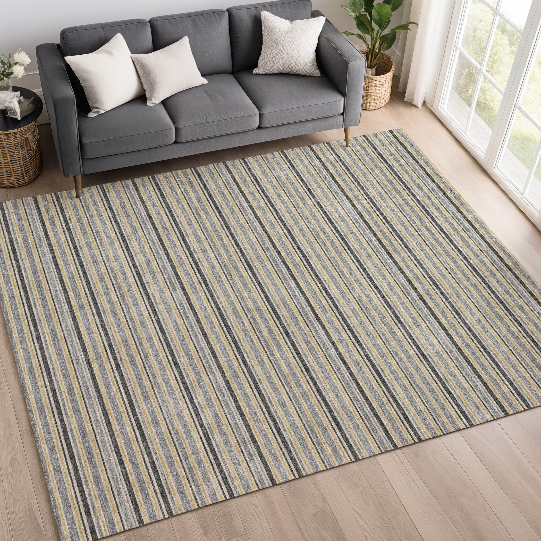 Luxury Washable Indoor/Outdoor Transitional SE2 Granite Gray Rug 2'6" x 3'10" #shape_Rectangle