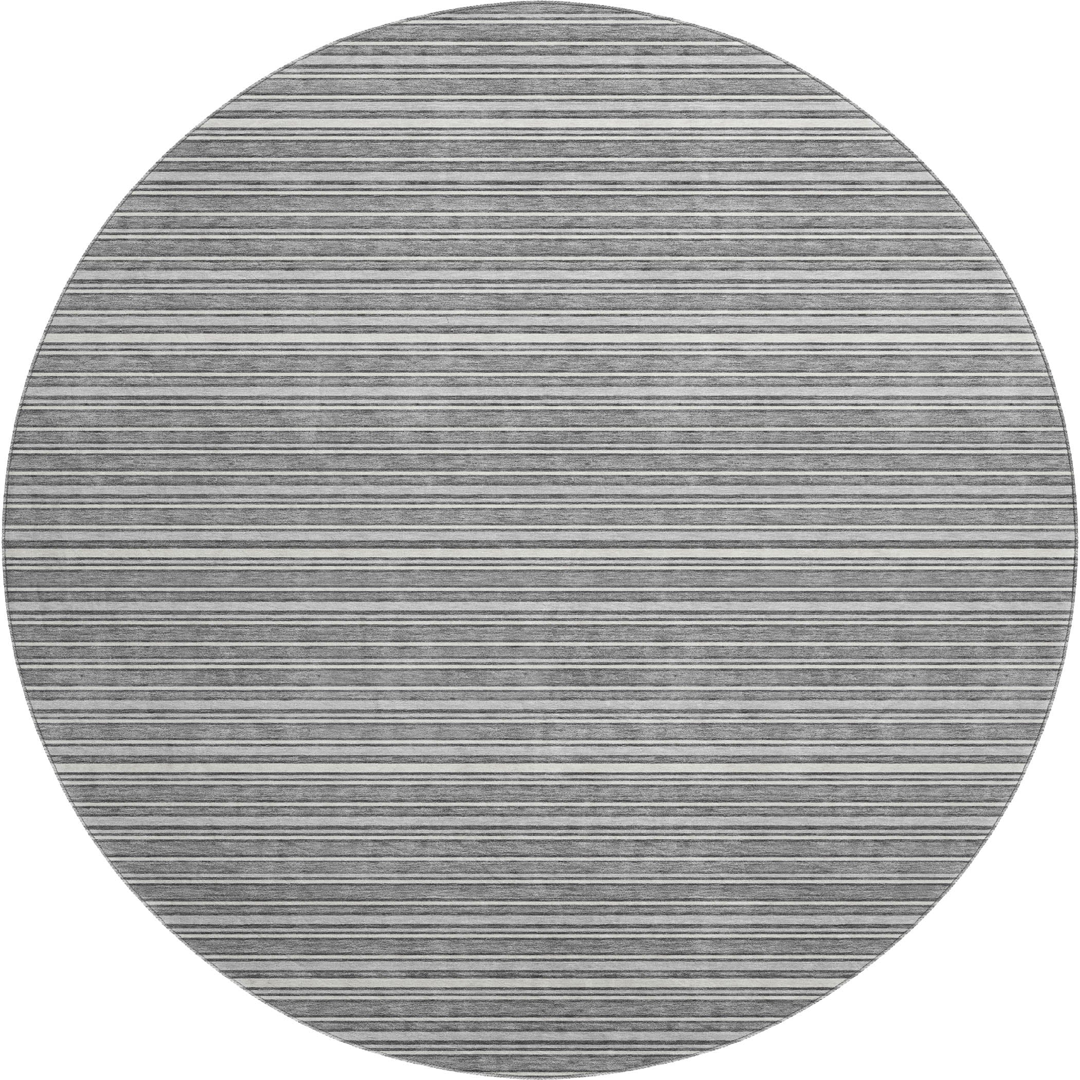 Luxury Washable Indoor/Outdoor Transitional SE2 Gray Rug 8' x 8' #shape_Round