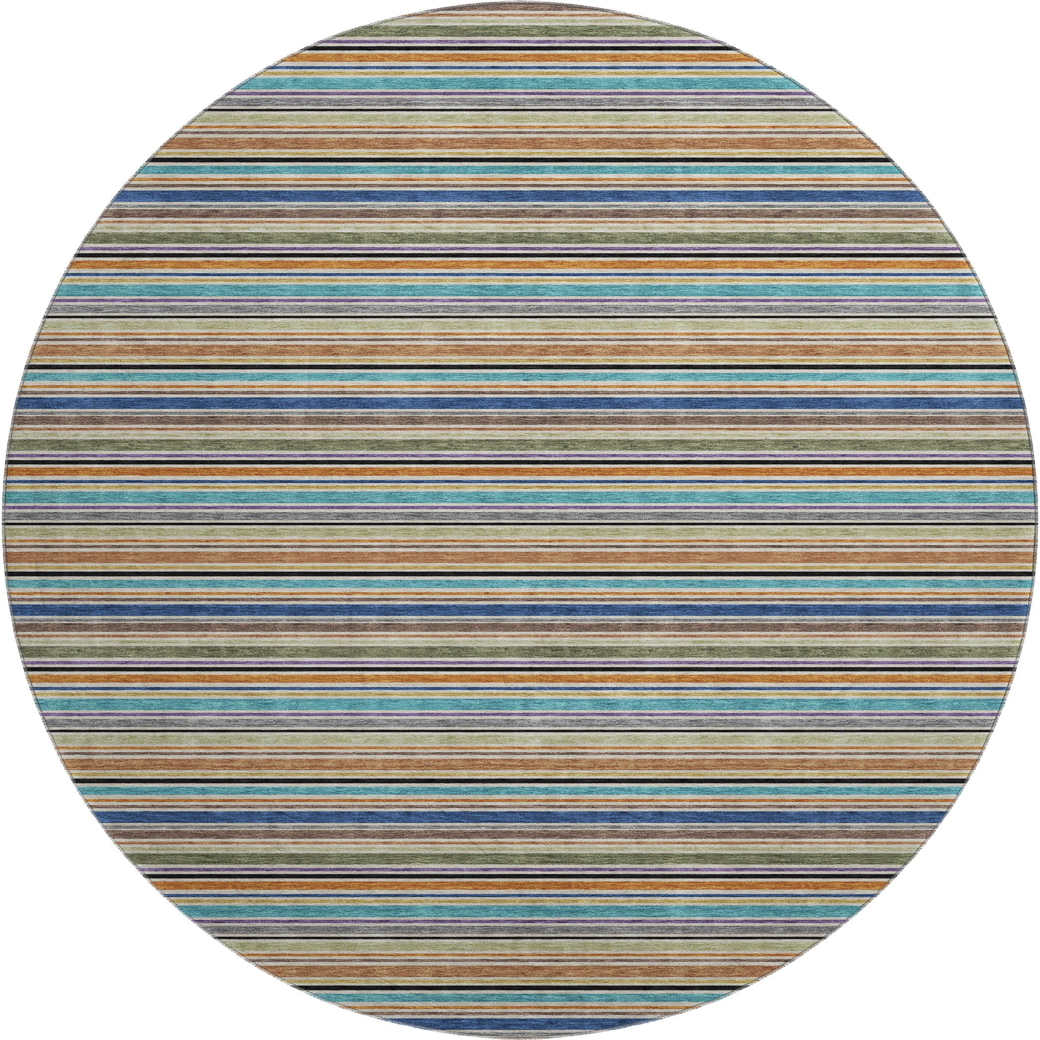 Luxury Washable Indoor/Outdoor Transitional SE2 Jewel Multi Rug 8' x 8' #shape_Round