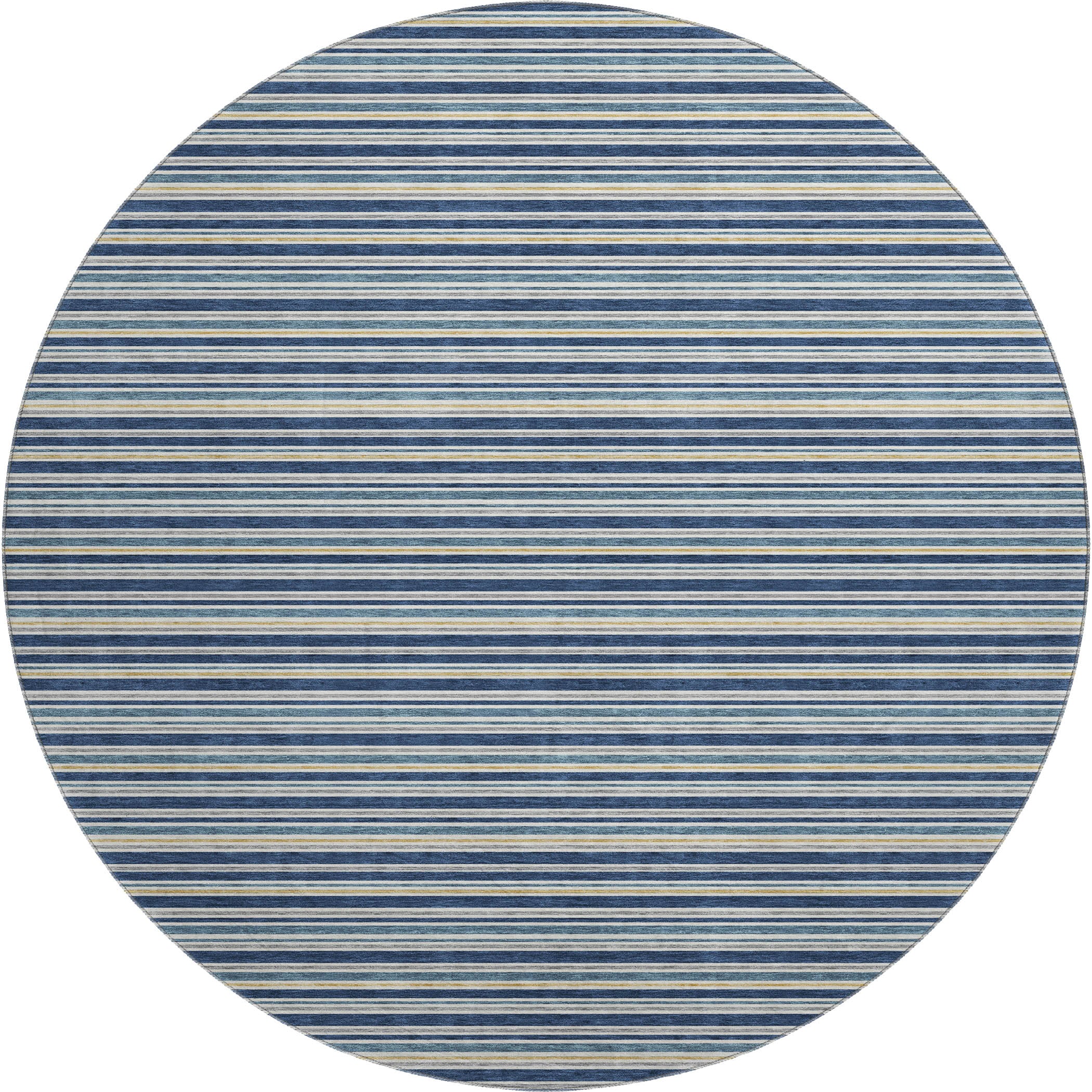 Luxury Washable Indoor/Outdoor Transitional SE2 Navy Blue Rug 8' x 8' #shape_Round