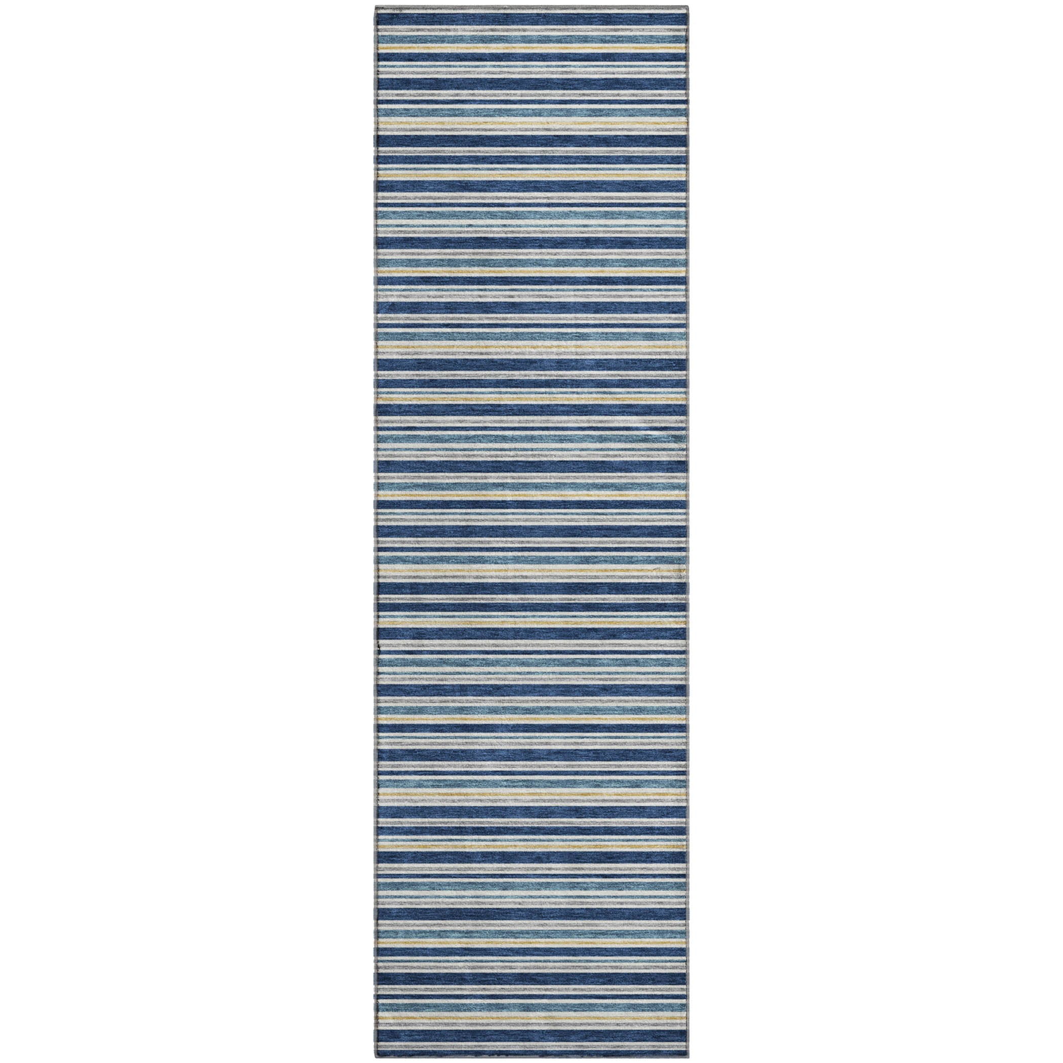 Luxury Washable Indoor/Outdoor Transitional SE2 Navy Blue Rug 2'3" x 7'6" #shape_Runner