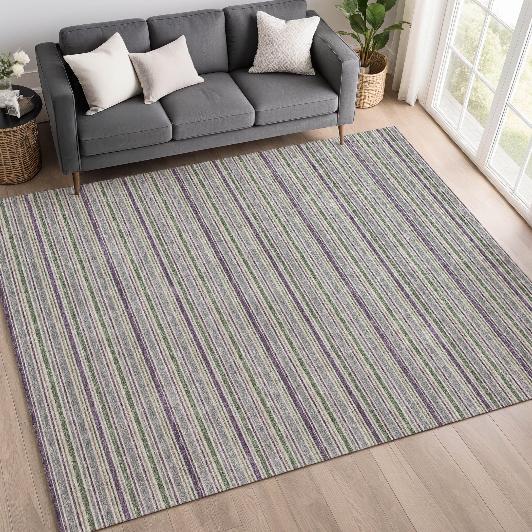 Luxury Washable Indoor/Outdoor Transitional SE2 Pewter Gray Rug 2'6" x 3'10" #shape_Rectangle