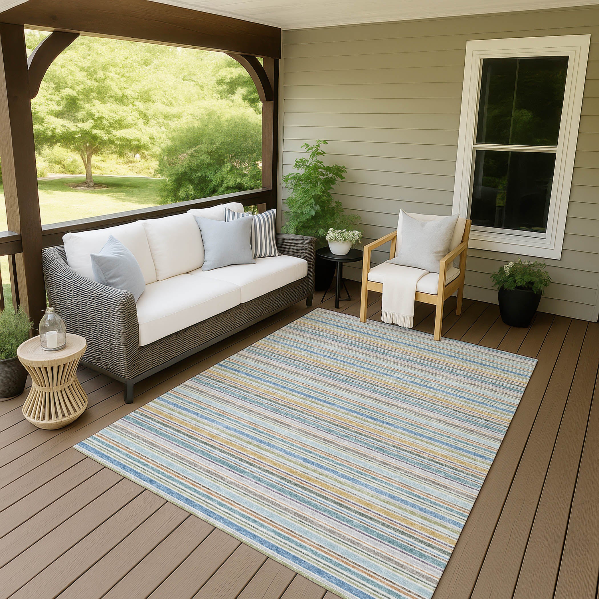 Luxury Washable Indoor/Outdoor Transitional SE2 Seaside Multi Rug 1'8" x 2'6" #shape_Rectangle