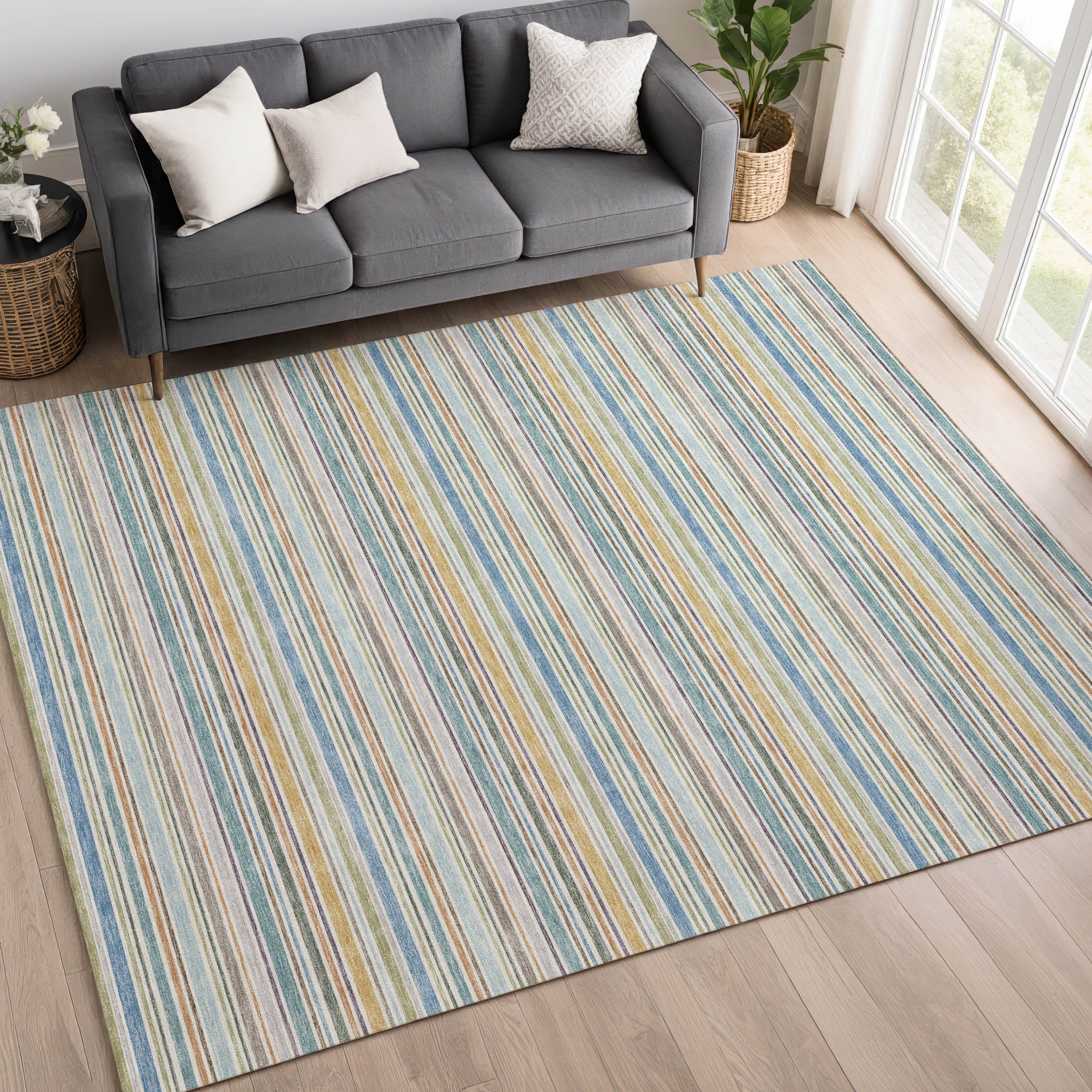 Luxury Washable Indoor/Outdoor Transitional SE2 Seaside Multi Rug 2'6" x 3'10" #shape_Rectangle