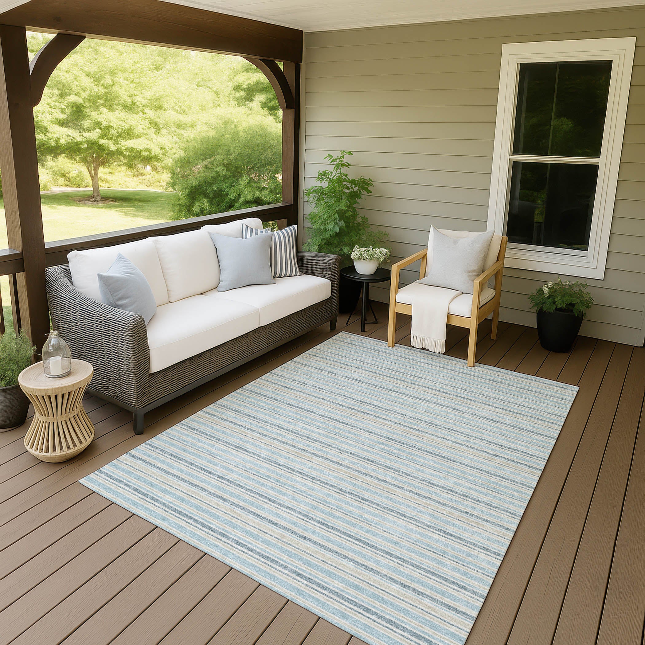 Luxury Washable Indoor/Outdoor Transitional SE2 Sky Blue Rug 1'8" x 2'6" #shape_Rectangle