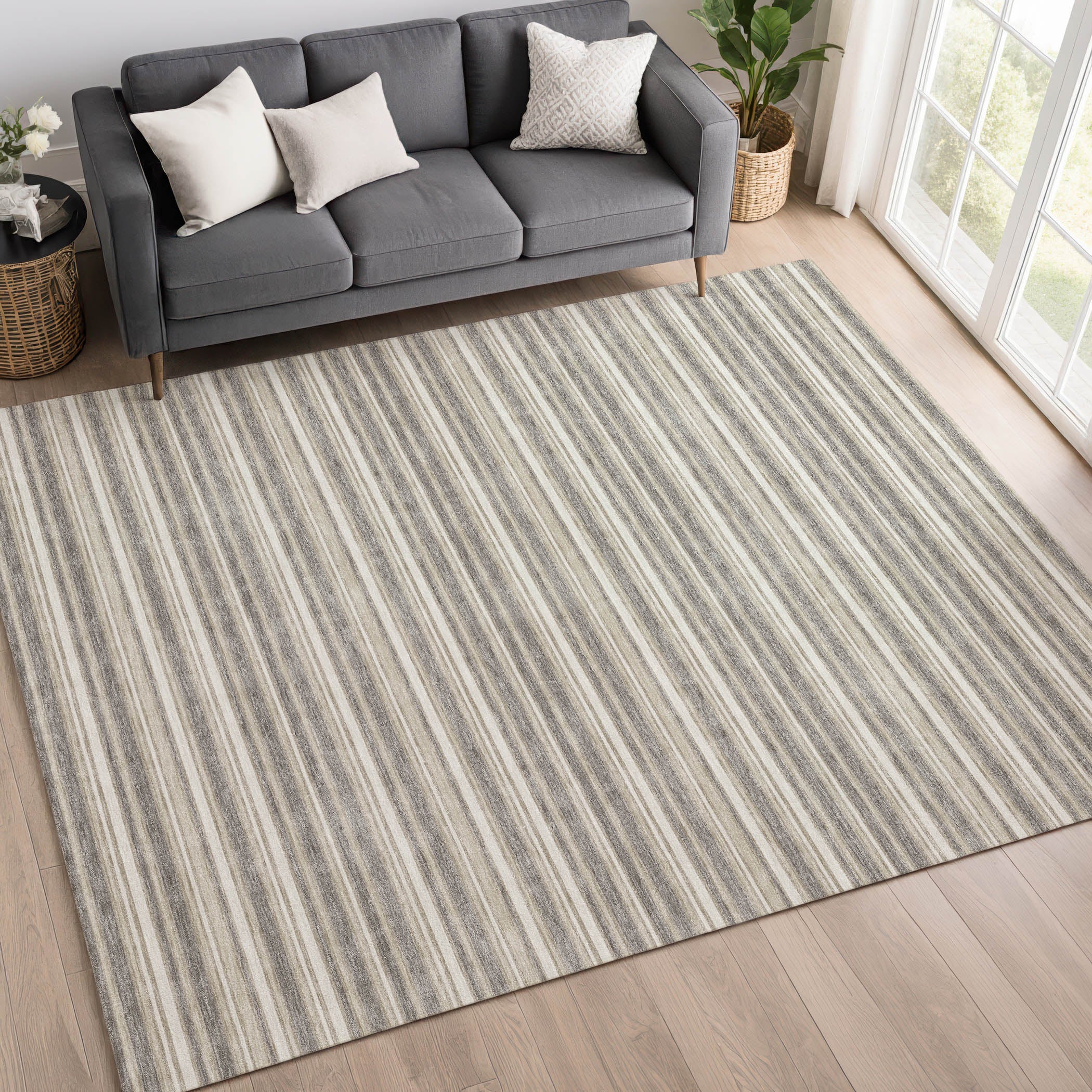Luxury Washable Indoor/Outdoor Transitional SE2 Taupe Brown Rug 2'6" x 3'10" #shape_Rectangle