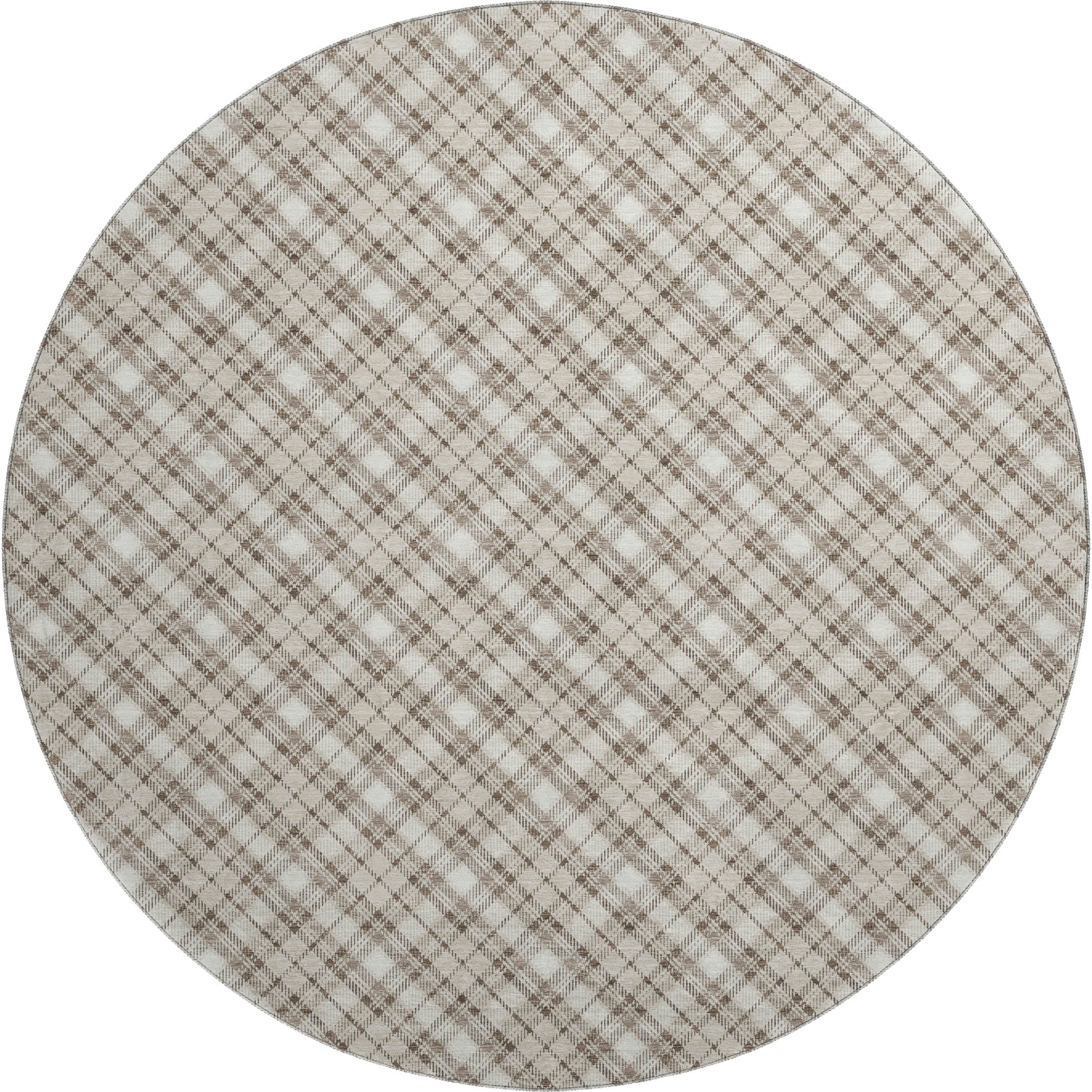 Luxury Washable Indoor/Outdoor Transitional SE3 Beige Brown Rug 8' x 8' #shape_Round