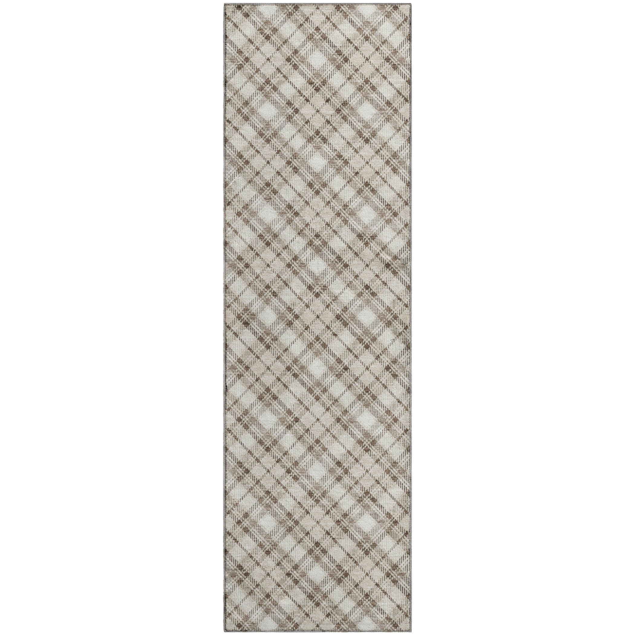 Luxury Washable Indoor/Outdoor Transitional SE3 Beige Brown Rug 2'3" x 7'6" #shape_Runner