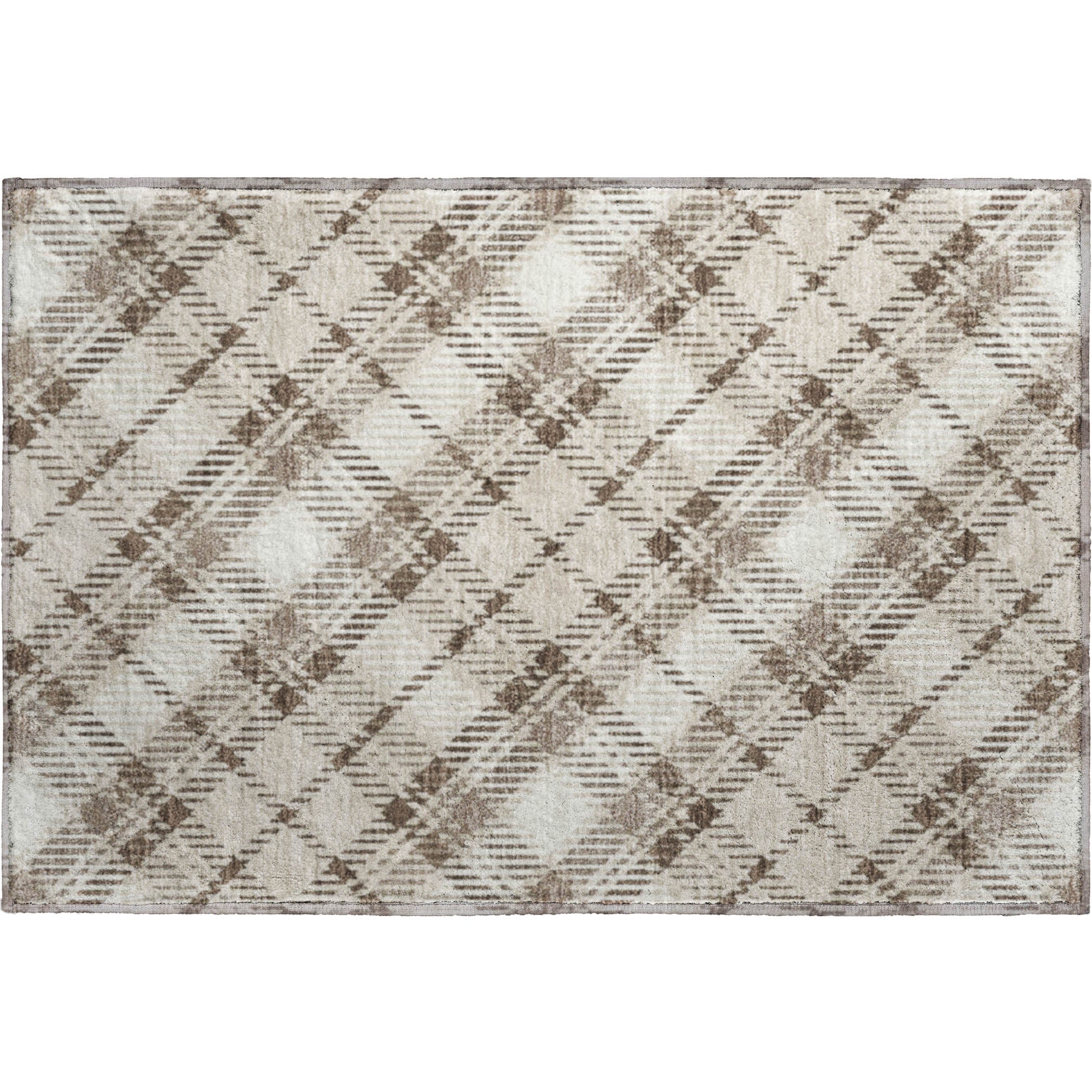 Luxury Washable Indoor/Outdoor Transitional SE3 Beige Brown Rug 1'8" x 2'6" #shape_Rectangle