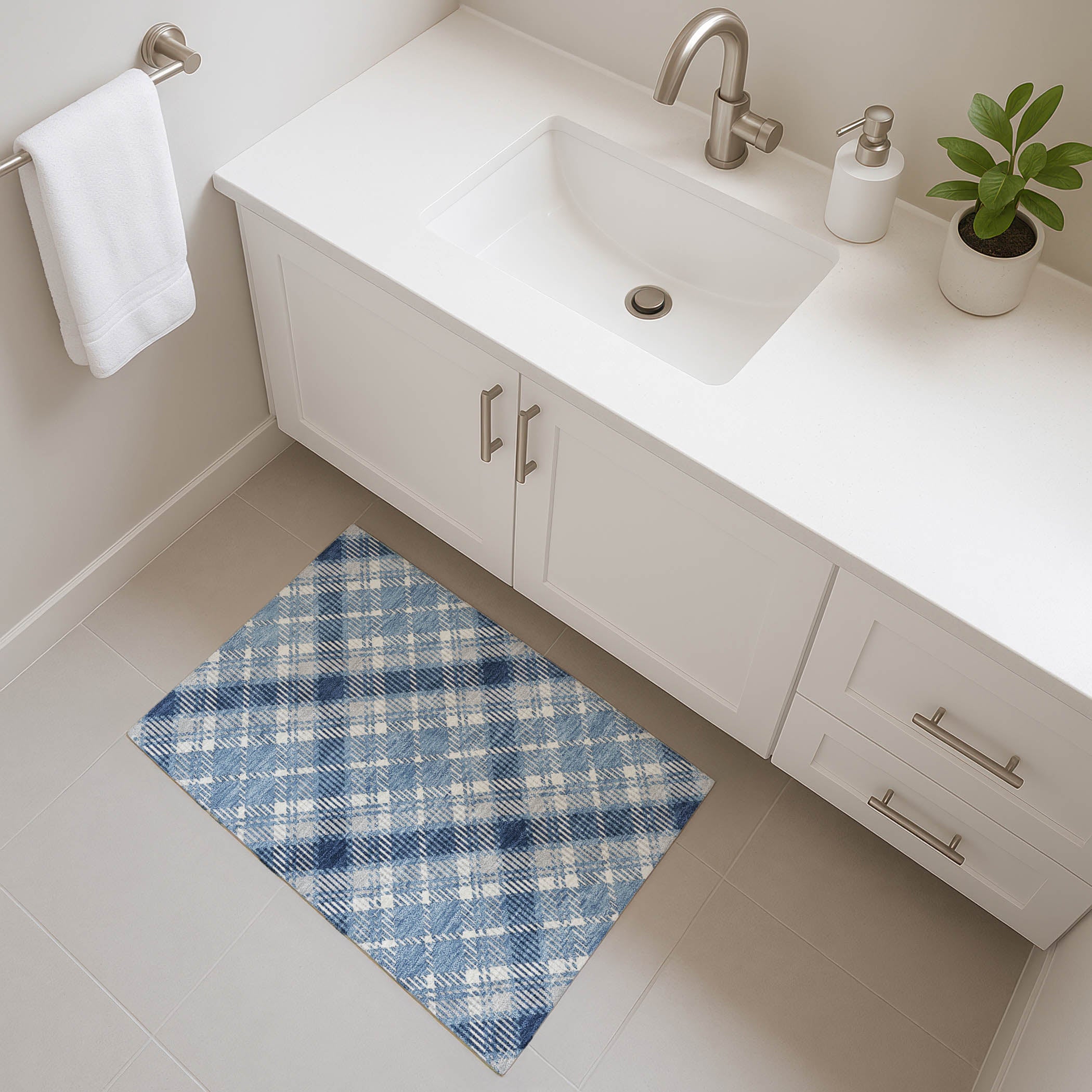 Luxury Washable Indoor/Outdoor Transitional SE3 Denim Blue Rug 1'8" x 2'6" #shape_Rectangle