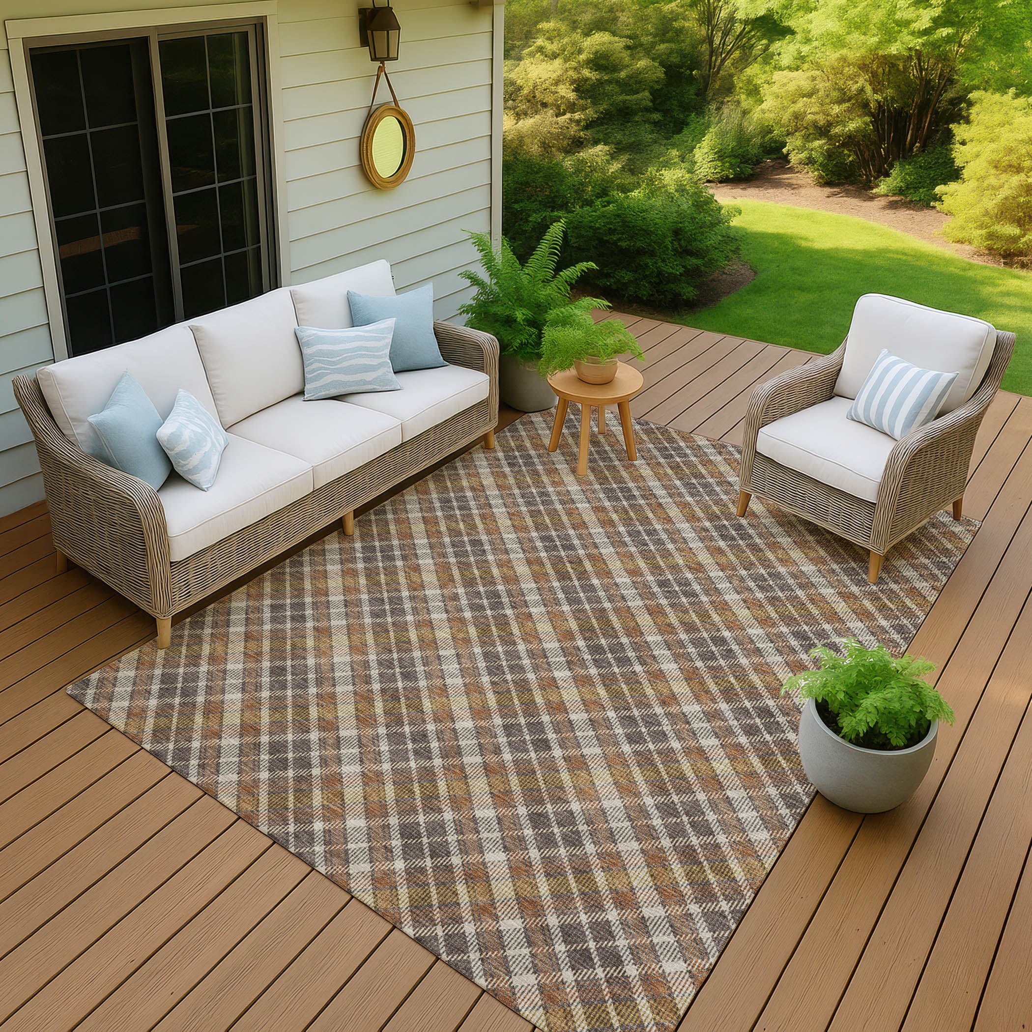 Luxury Washable Indoor/Outdoor Transitional SE3 Earth Multi Rug 1'8" x 2'6" #shape_Rectangle