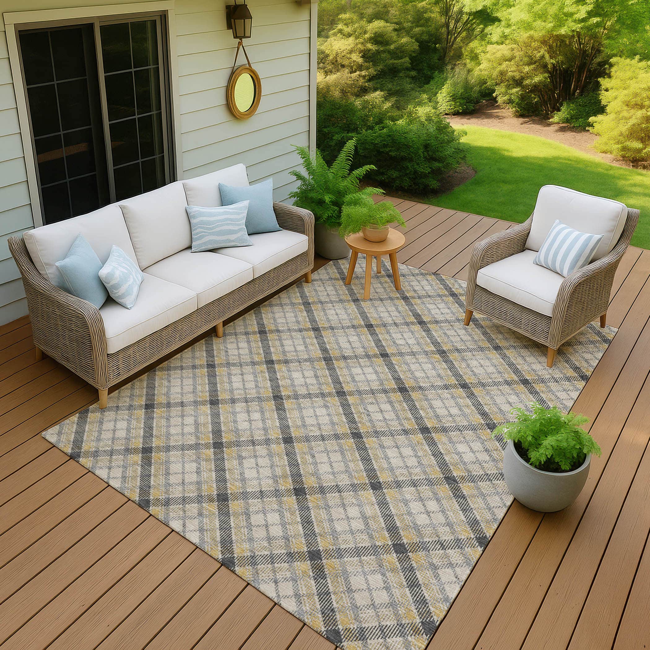 Luxury Washable Indoor/Outdoor Transitional SE3 Granite Gray Rug 1'8" x 2'6" #shape_Rectangle