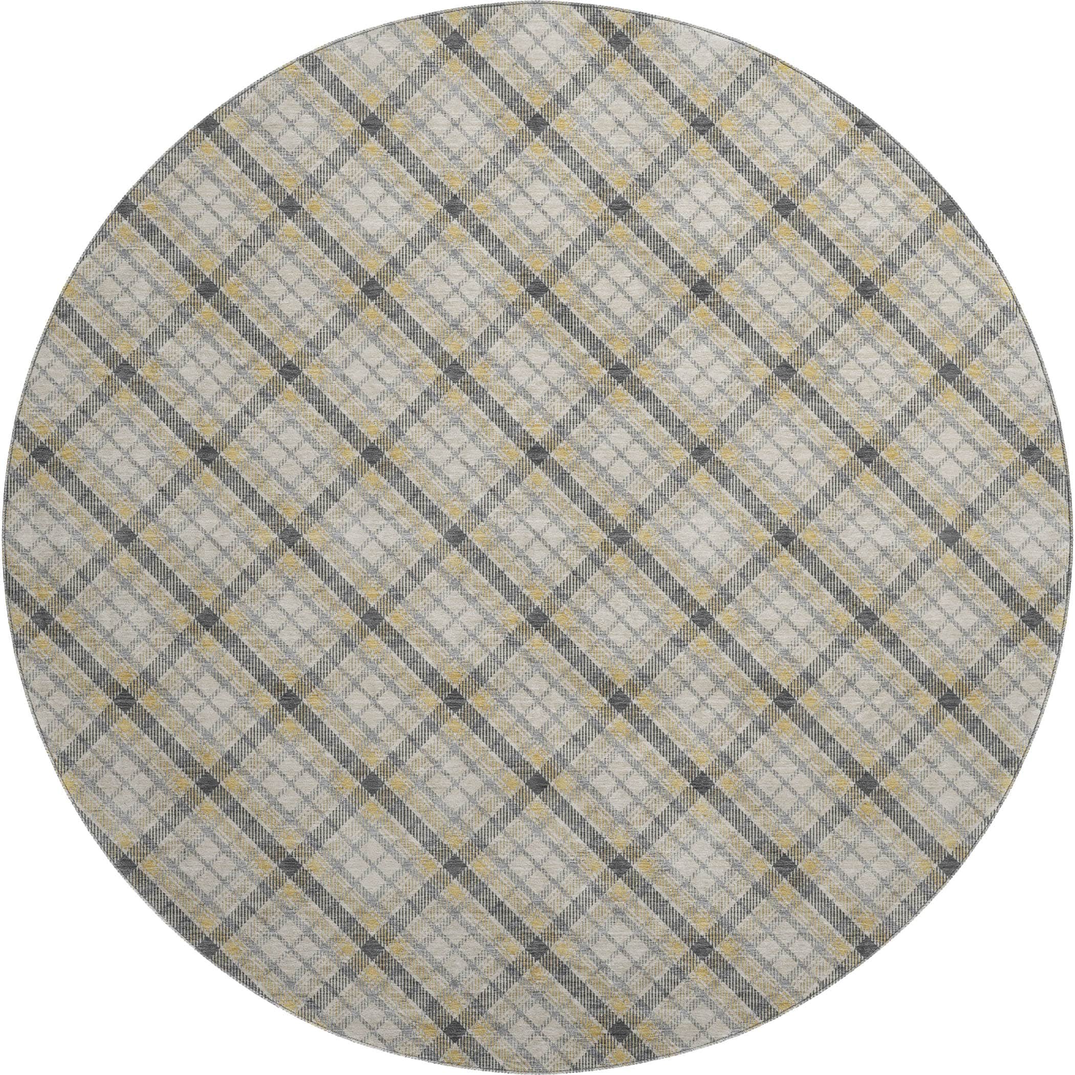 Luxury Washable Indoor/Outdoor Transitional SE3 Granite Gray Rug 8' x 8' #shape_Round