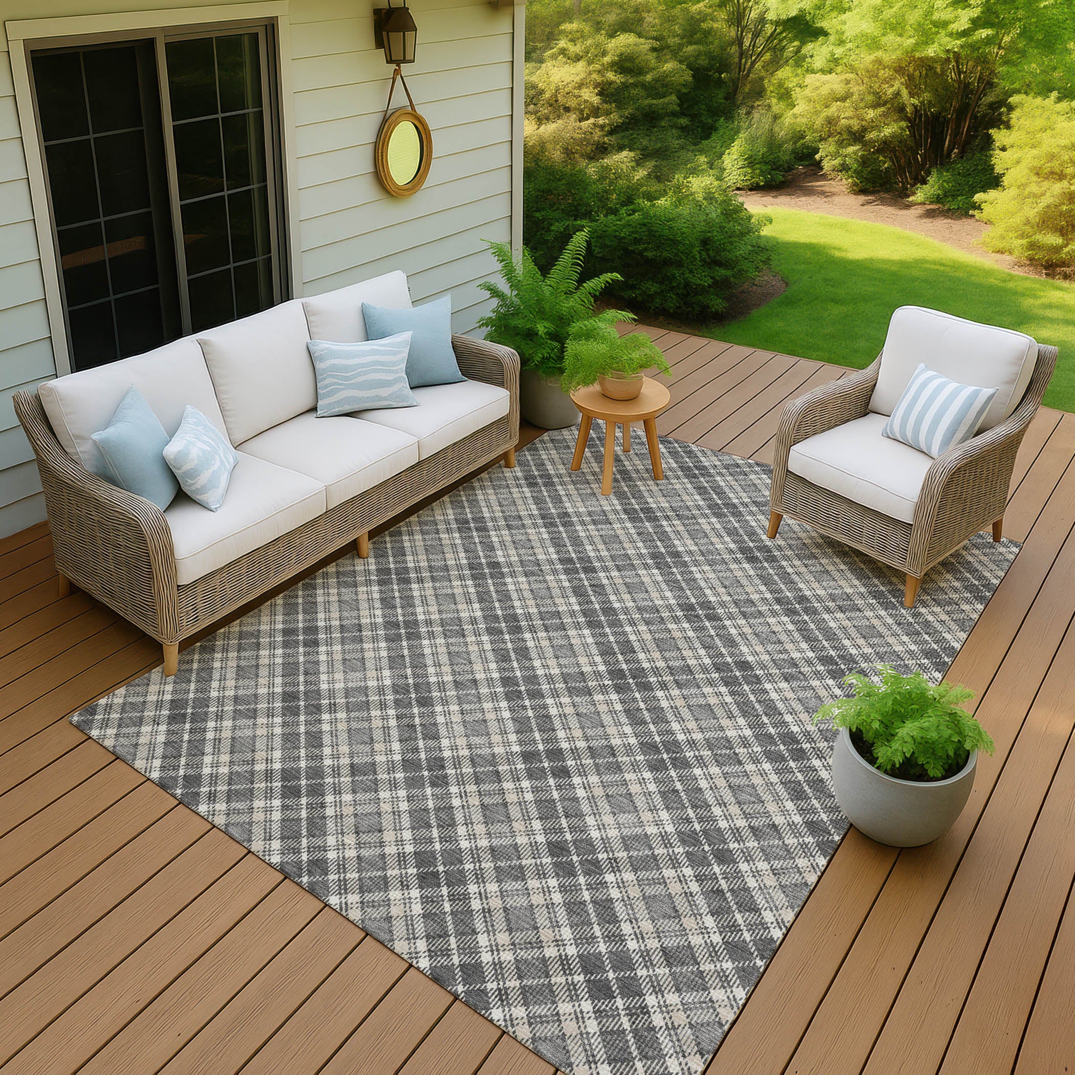 Luxury Washable Indoor/Outdoor Transitional SE3 Gray Rug 1'8" x 2'6" #shape_Rectangle