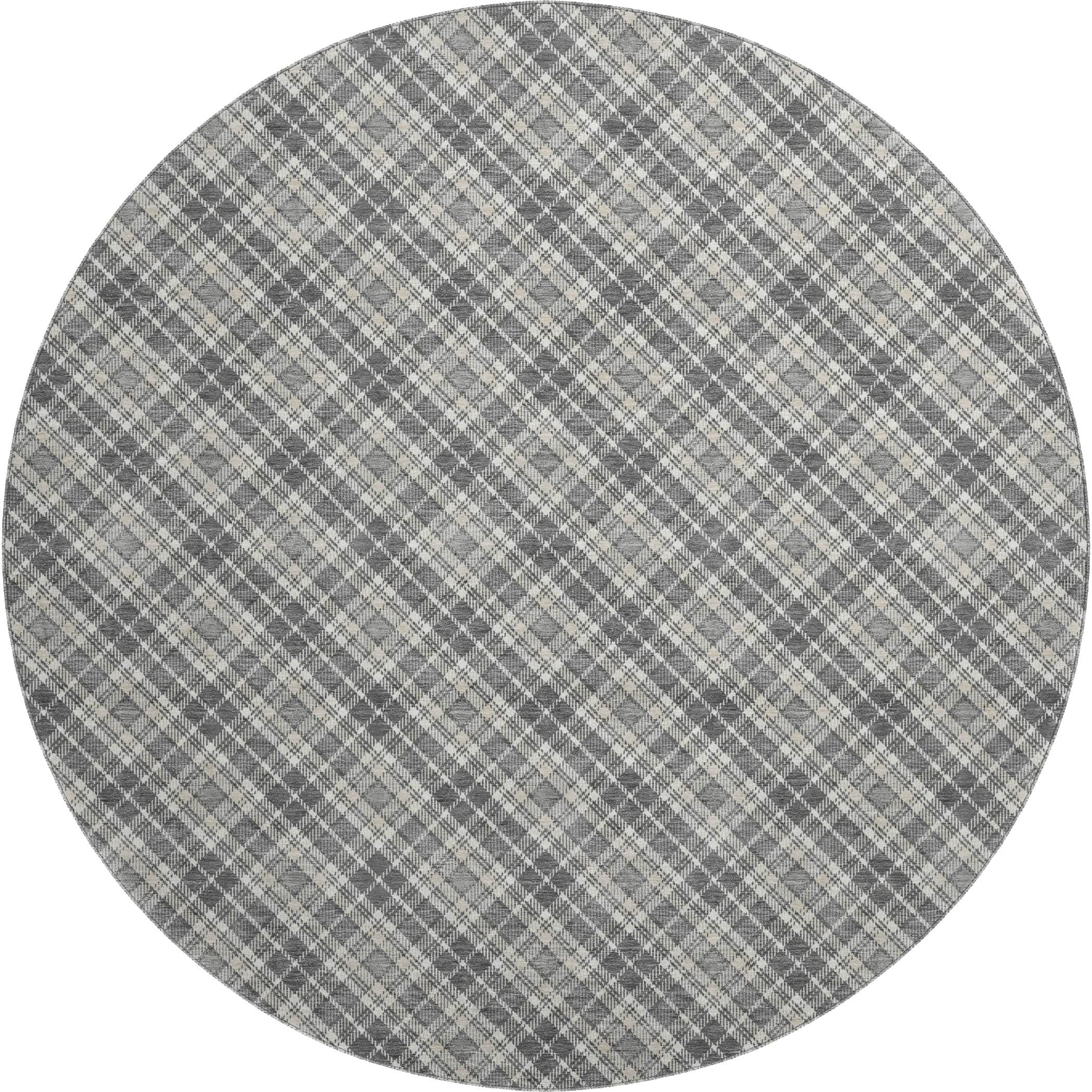 Luxury Washable Indoor/Outdoor Transitional SE3 Gray Rug 8' x 8' #shape_Round