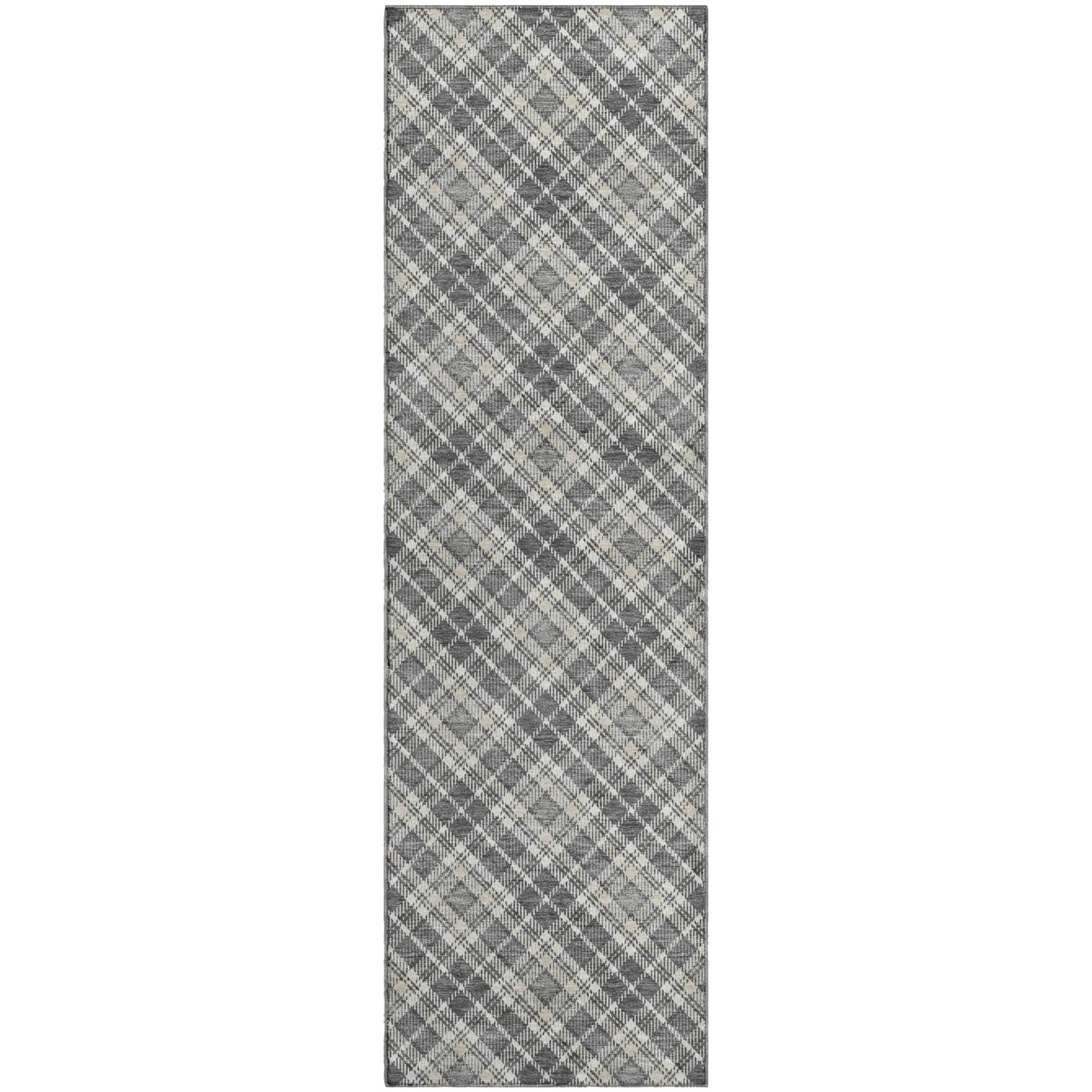 Luxury Washable Indoor/Outdoor Transitional SE3 Gray Rug 2'3" x 7'6" #shape_Runner