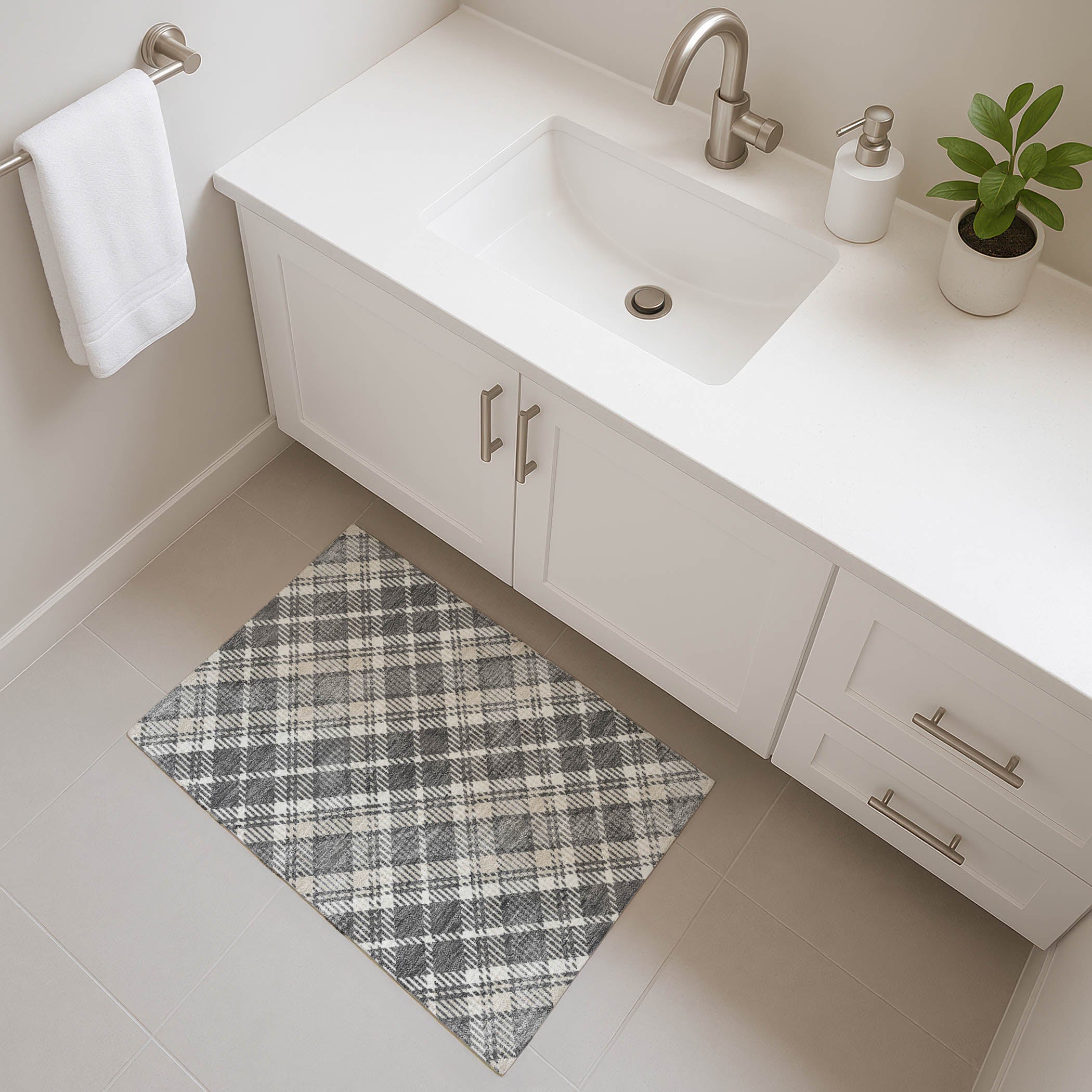 Luxury Washable Indoor/Outdoor Transitional SE3 Gray Rug 1'8" x 2'6" #shape_Rectangle