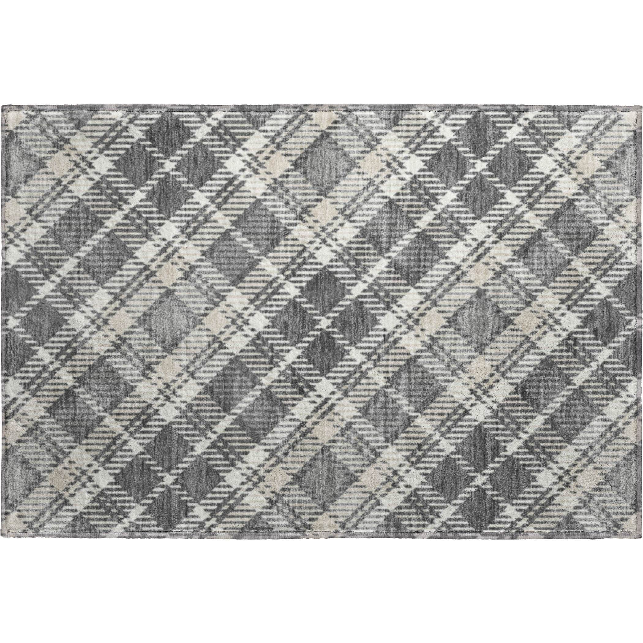 Luxury Washable Indoor/Outdoor Transitional SE3 Gray Rug 1'8" x 2'6" #shape_Rectangle