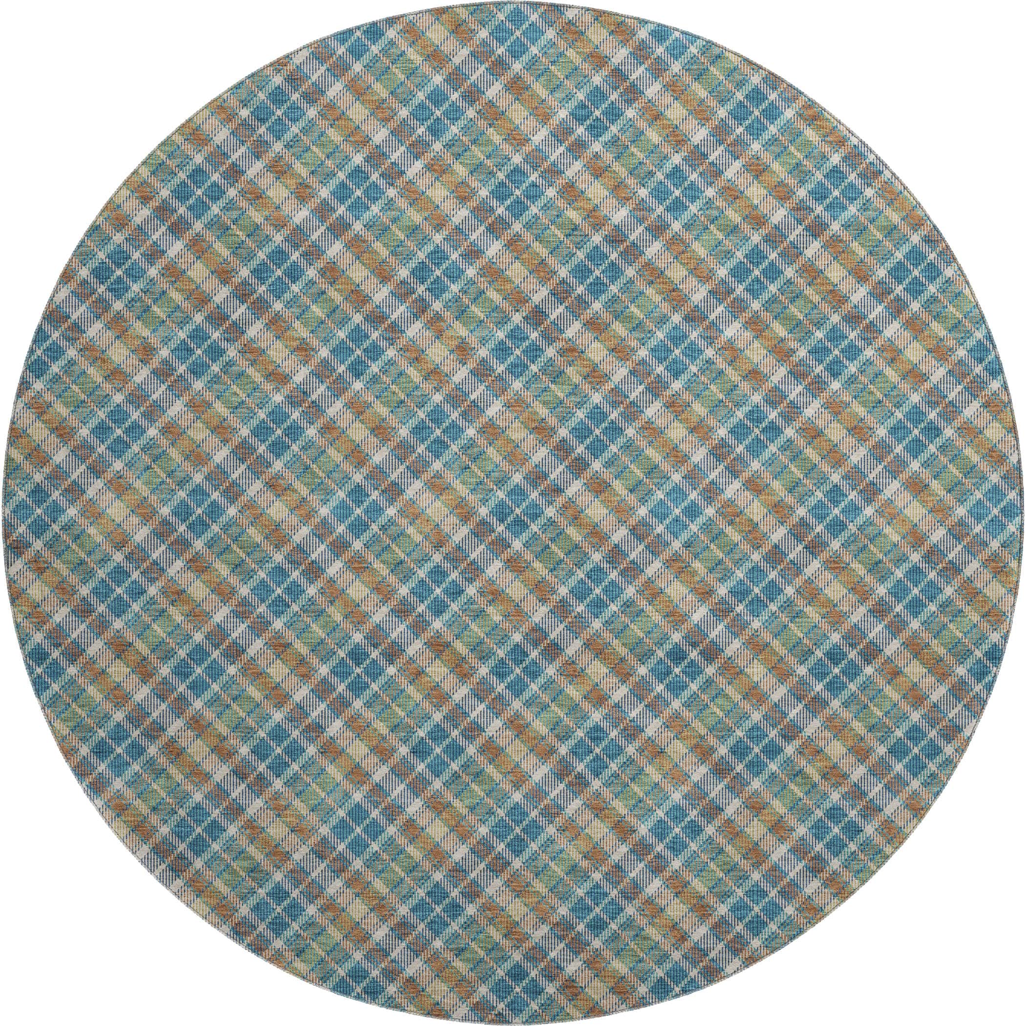 Luxury Washable Indoor/Outdoor Transitional SE3 Jewel Multi Rug 8' x 8' #shape_Round