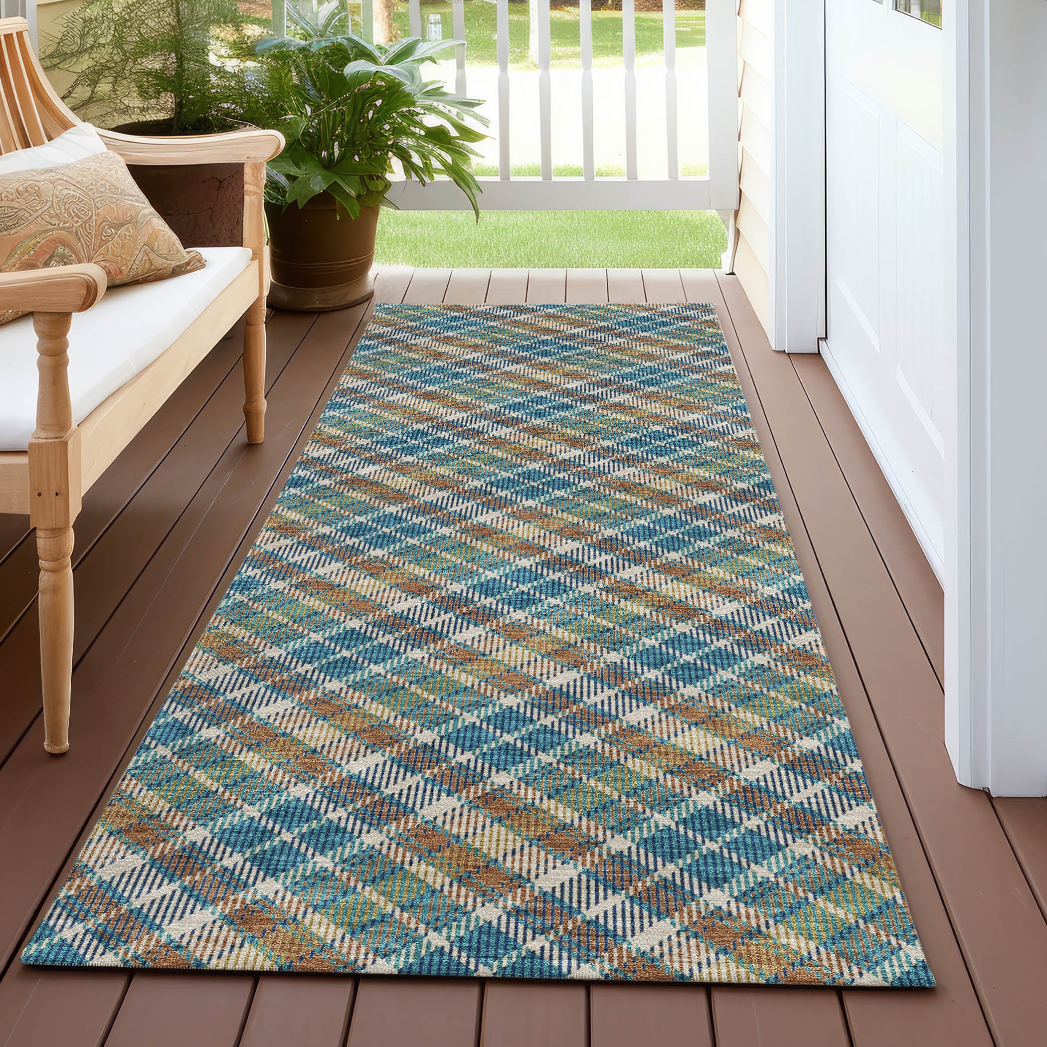 Luxury Washable Indoor/Outdoor Transitional SE3 Jewel Multi Rug 2'3" x 7'6" #shape_Runner