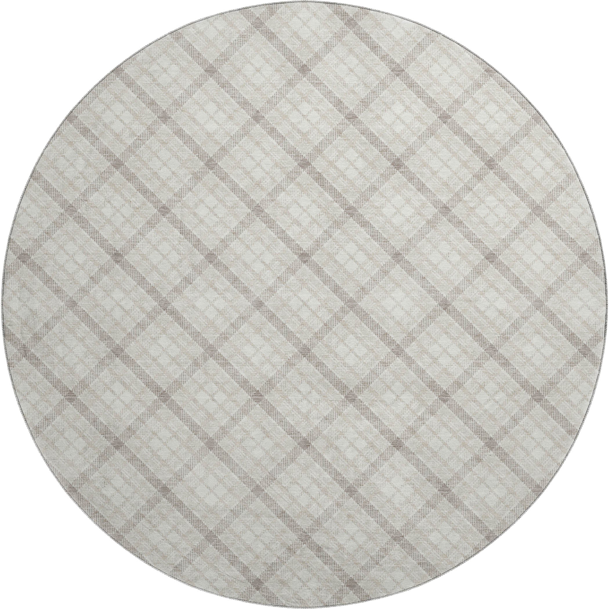 Luxury Washable Indoor/Outdoor Transitional SE3 Linen Ivory Rug 8' x 8' #shape_Round
