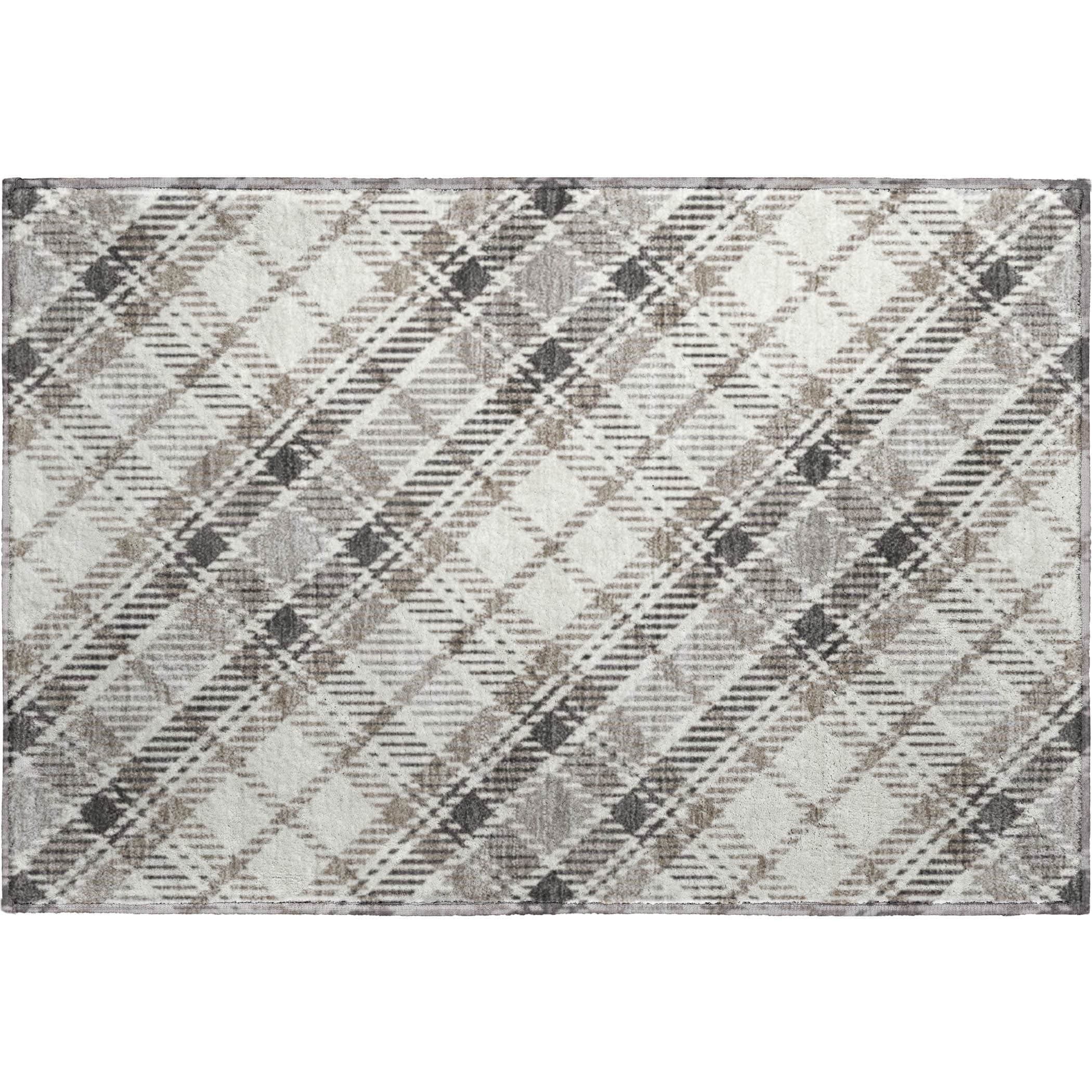 Luxury Washable Indoor/Outdoor Transitional SE3 Putty Ivory Rug 1'8" x 2'6" #shape_Rectangle