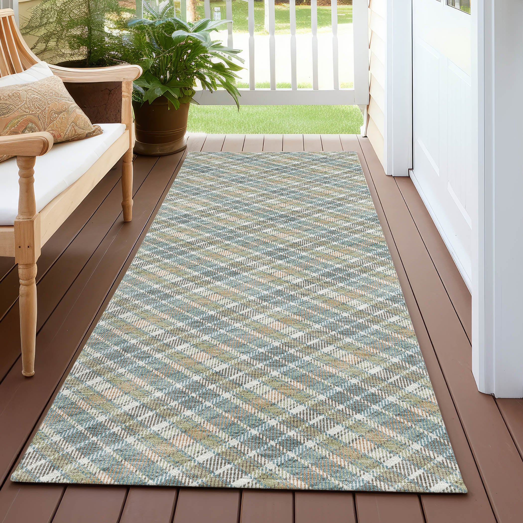 Luxury Washable Indoor/Outdoor Transitional SE3 Seaside Multi Rug 2'3" x 7'6" #shape_Runner