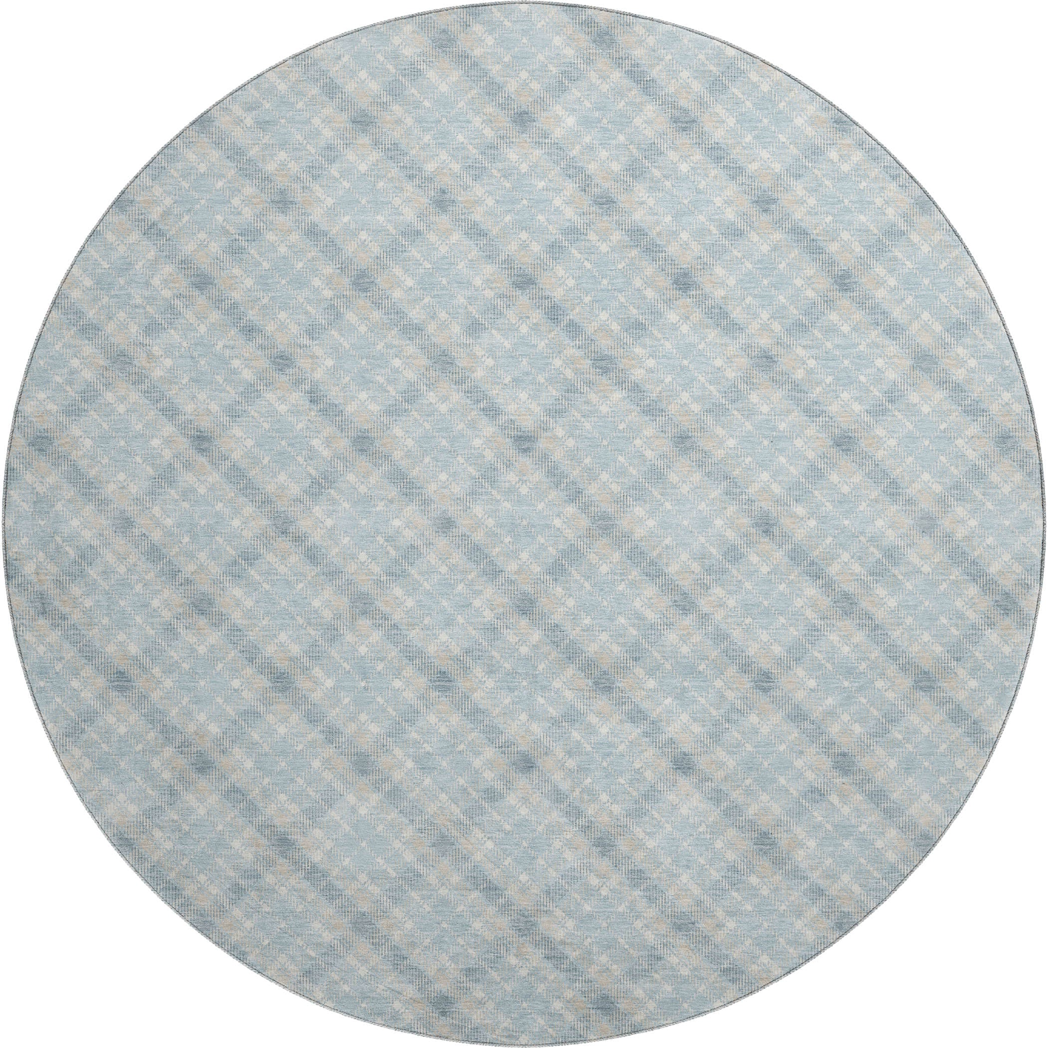 Luxury Washable Indoor/Outdoor Transitional SE3 Sky Blue Rug 8' x 8' #shape_Round