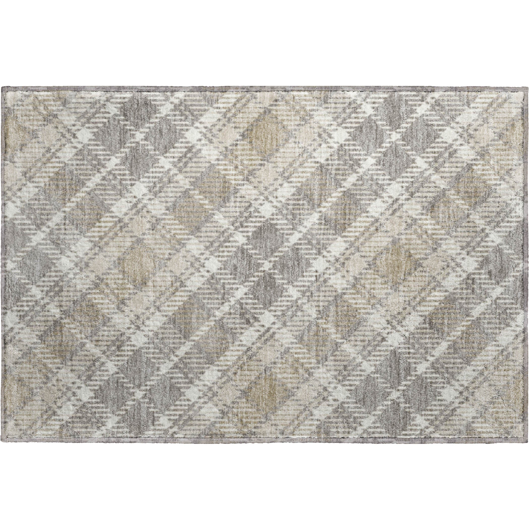 Luxury Washable Indoor/Outdoor Transitional SE3 Taupe Brown Rug 1'8" x 2'6" #shape_Rectangle