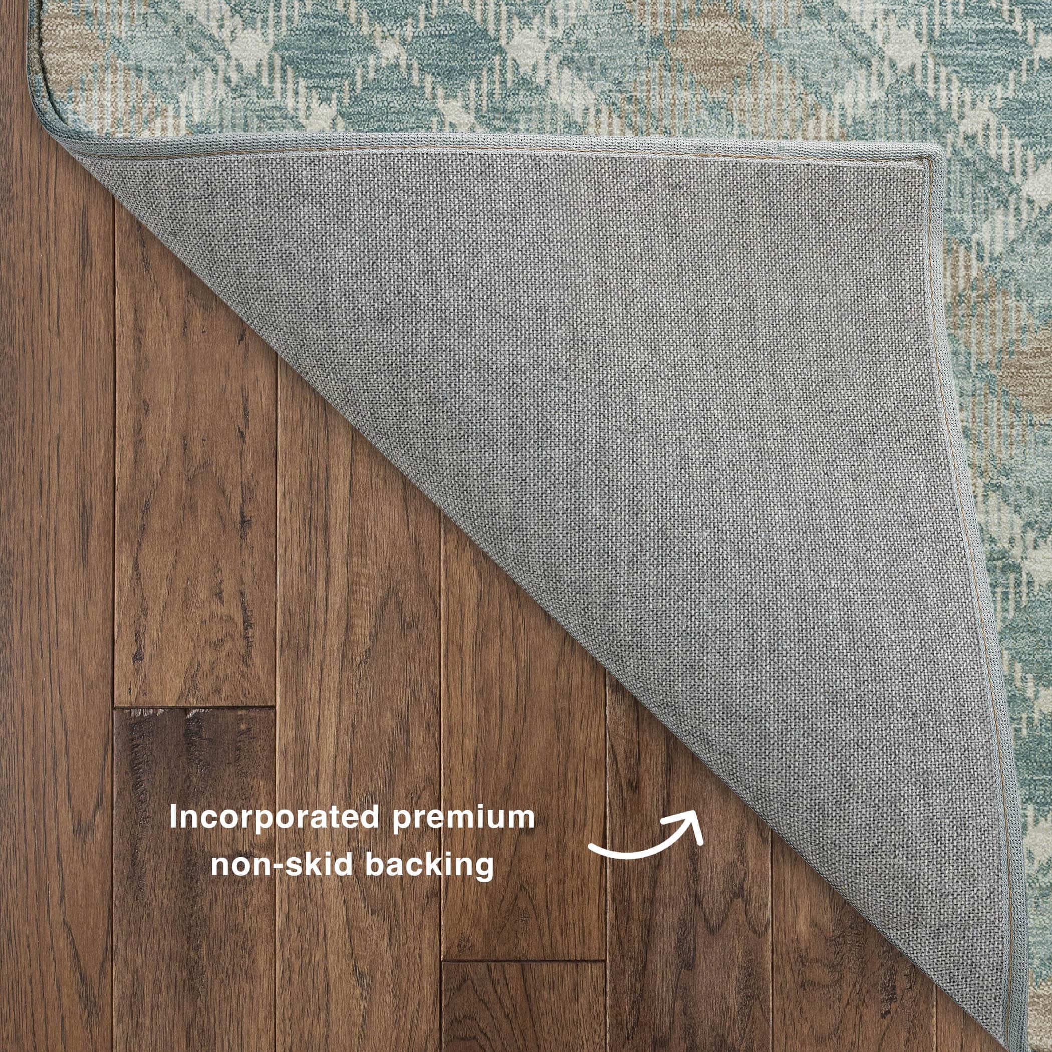 Luxury Washable Indoor/Outdoor Transitional SE3 Teal Rug 1'8" x 2'6" #shape_Rectangle