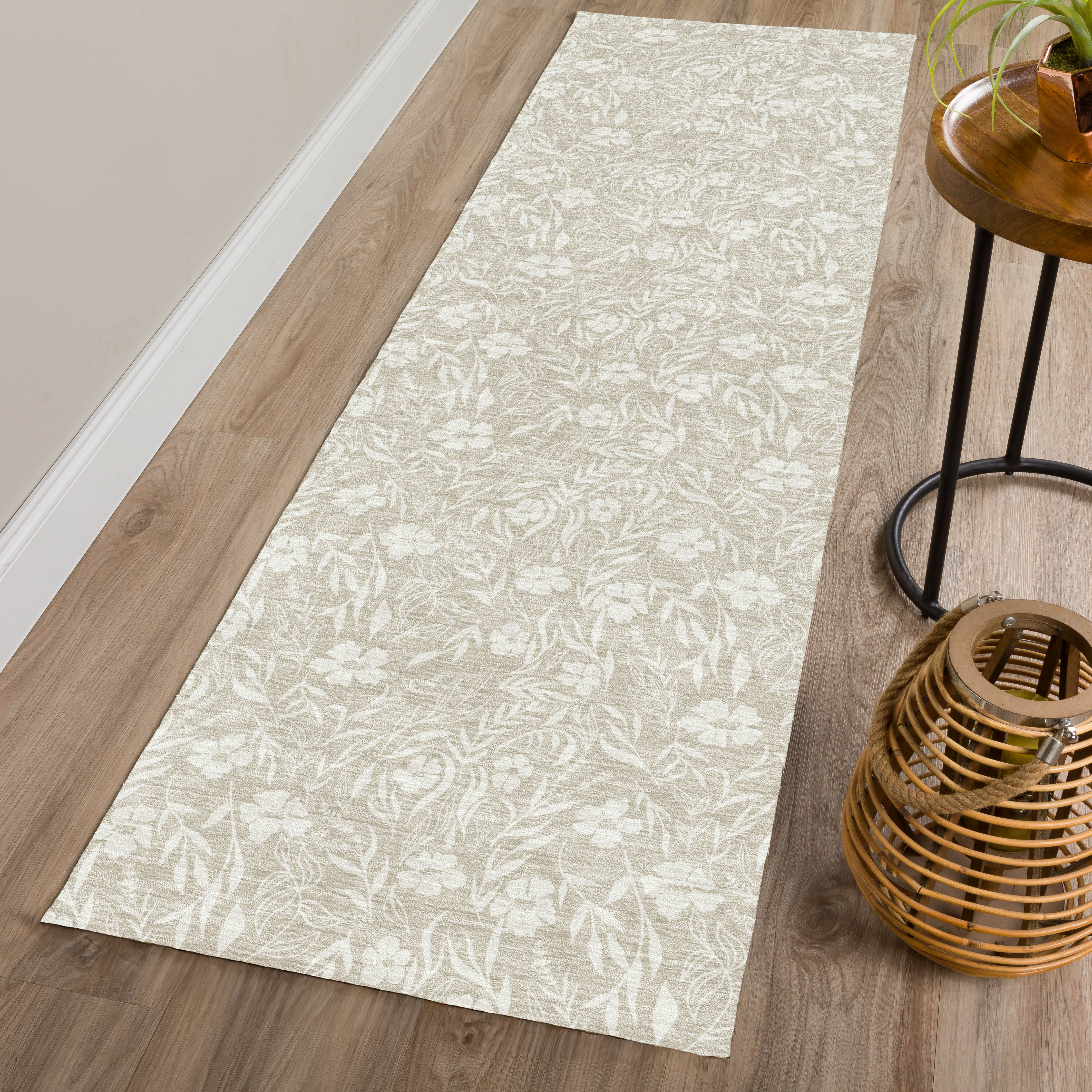 Luxury Washable Indoor/Outdoor Transitional SE4 Beige Brown Rug 2'3" x 7'6" #shape_Runner