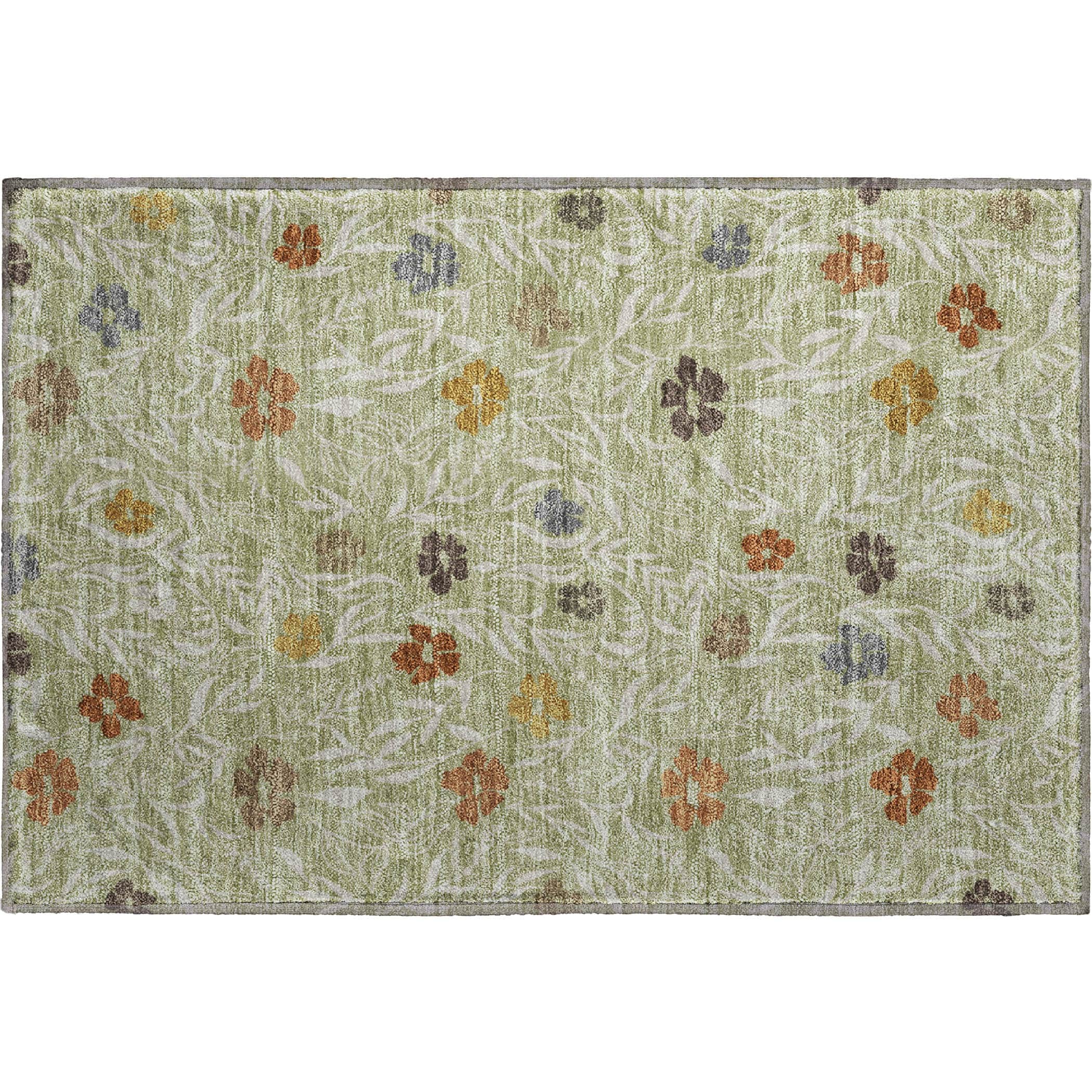 Luxury Washable Indoor/Outdoor Transitional SE4 Cactus Green Rug 1'8" x 2'6" #shape_Rectangle