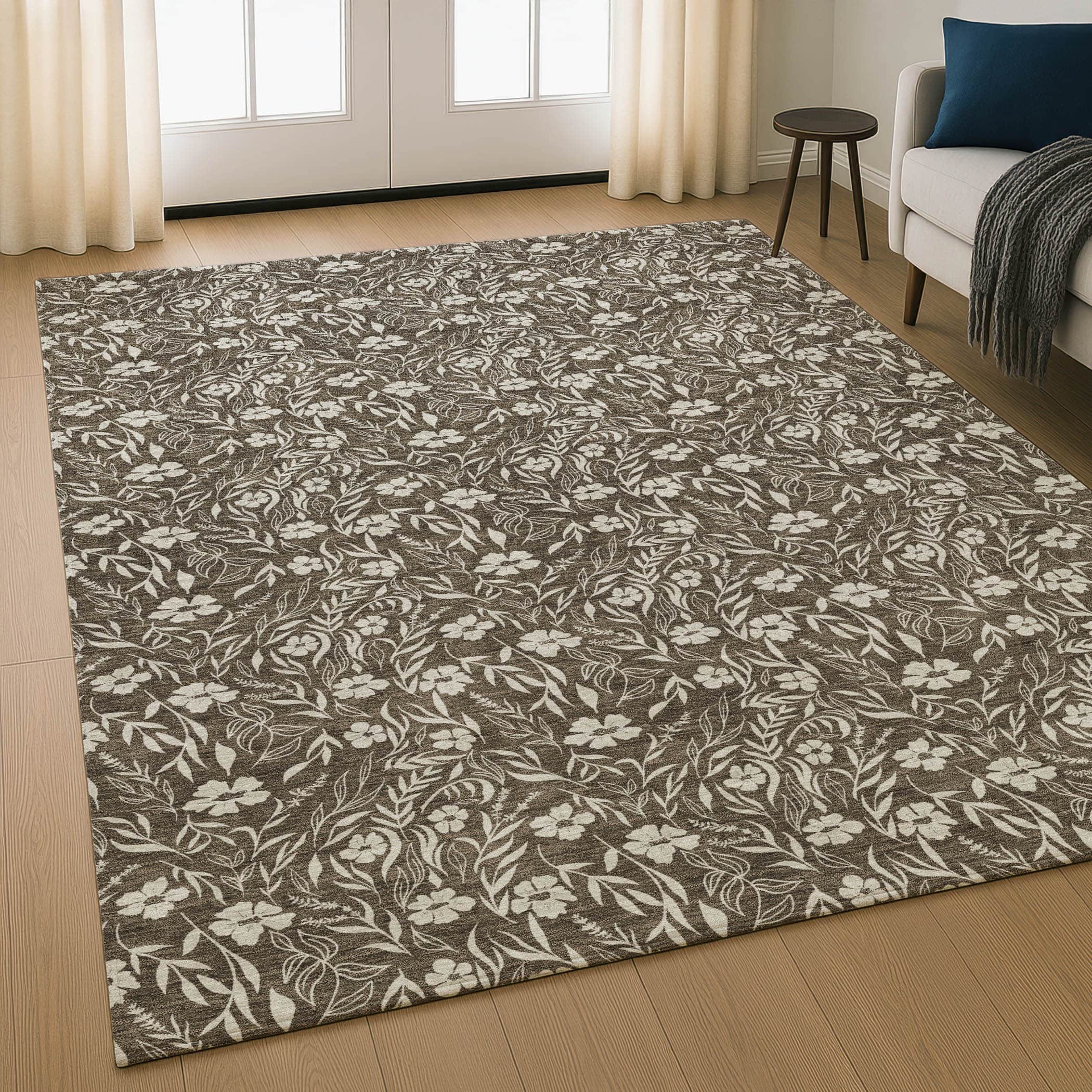 Luxury Washable Indoor/Outdoor Transitional SE4 Chocolate Brown Rug 2'6" x 3'10" #shape_Rectangle