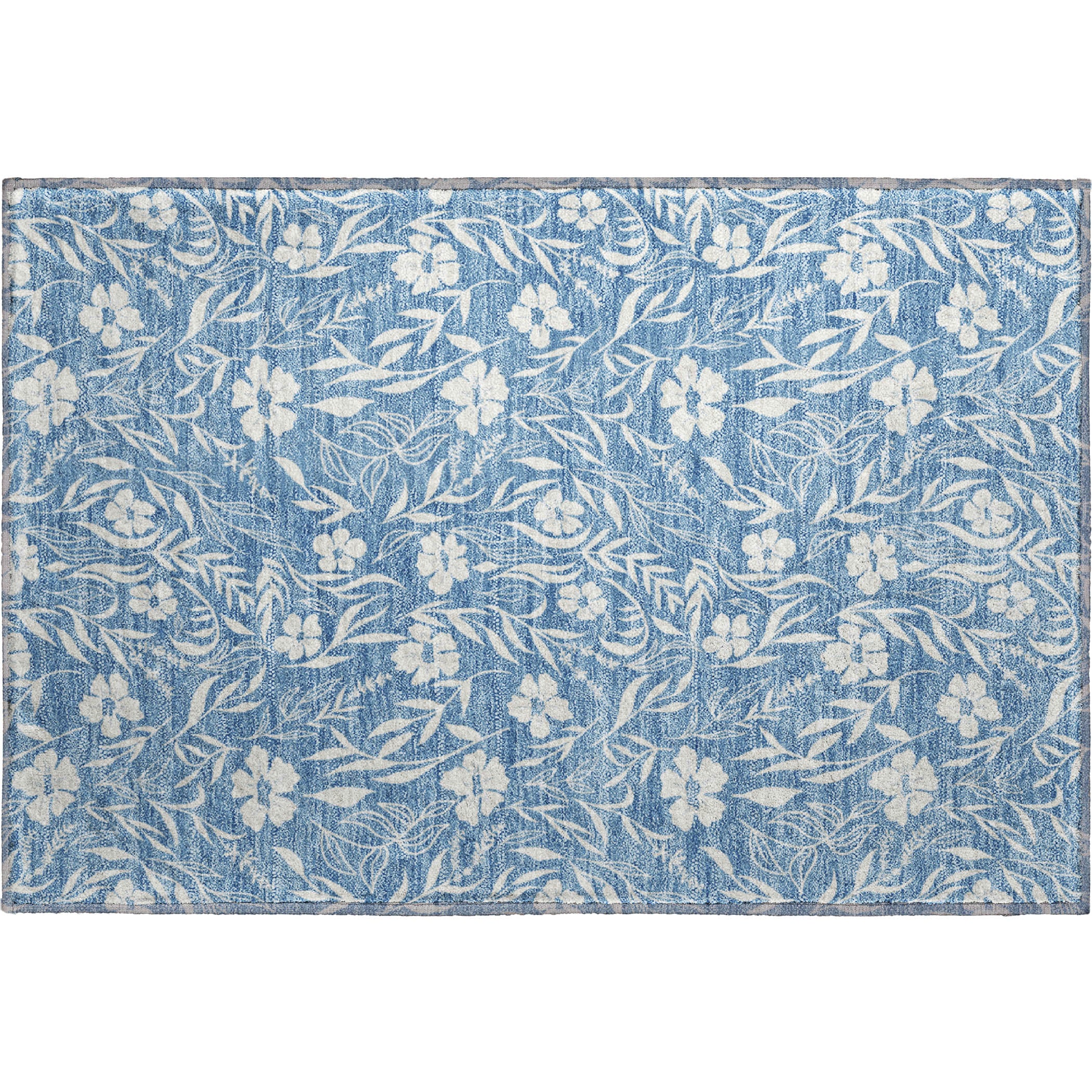 Luxury Washable Indoor/Outdoor Transitional SE4 Denim Blue Rug 1'8" x 2'6" #shape_Rectangle