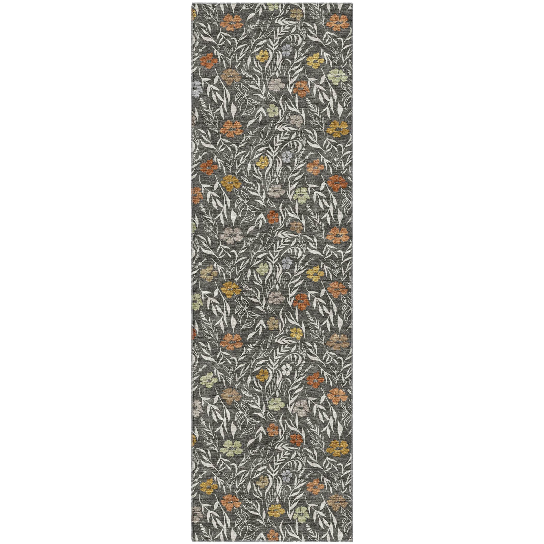 Luxury Washable Indoor/Outdoor Transitional SE4 Graphite Gray Rug 2'3" x 7'6" #shape_Runner