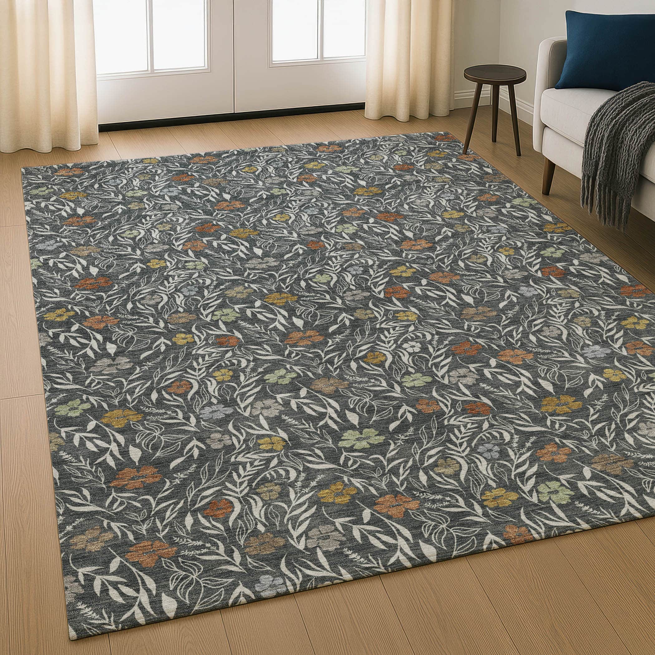 Luxury Washable Indoor/Outdoor Transitional SE4 Graphite Gray Rug 2'6" x 3'10" #shape_Rectangle