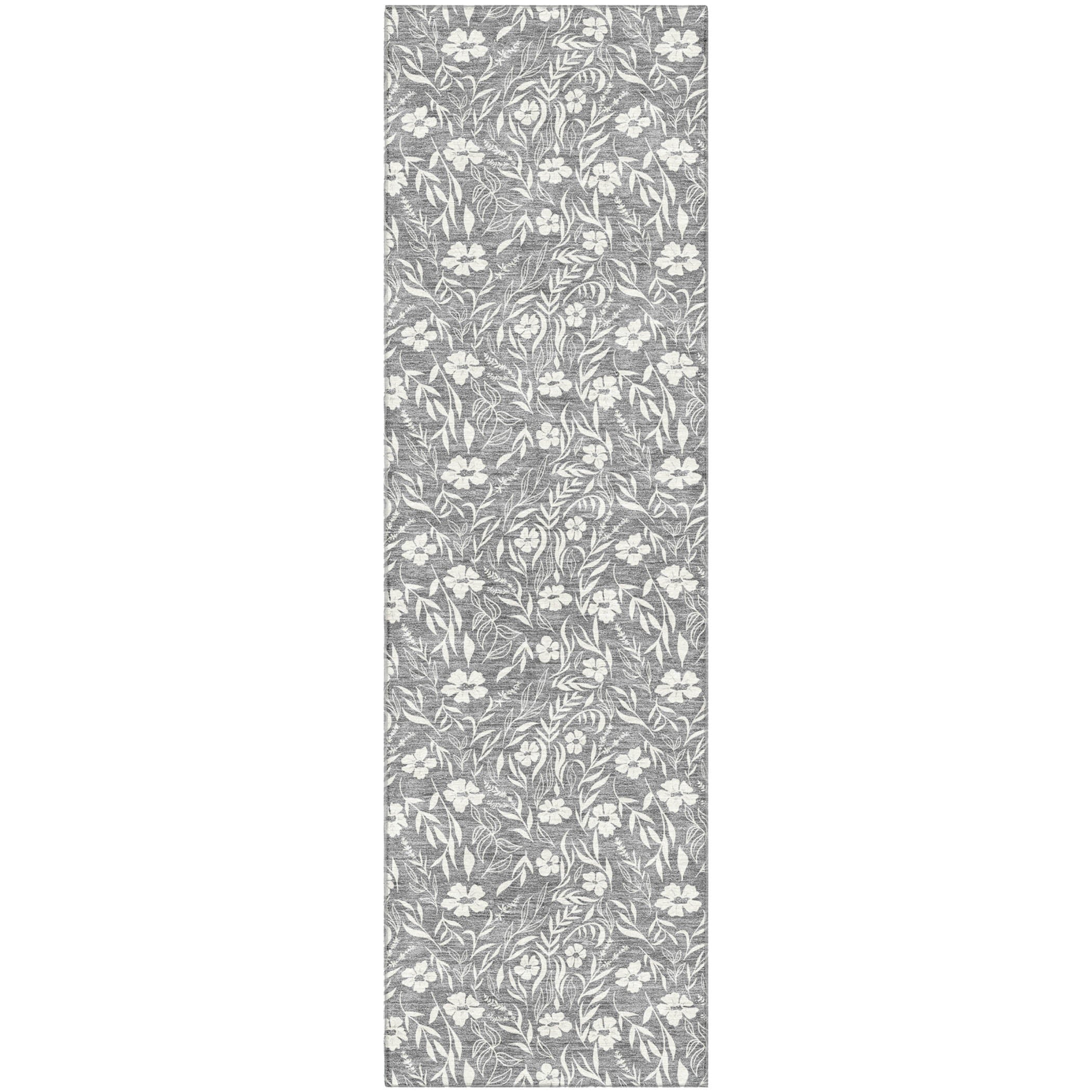 Luxury Washable Indoor/Outdoor Transitional SE4 Gray Rug 2'3" x 7'6" #shape_Runner