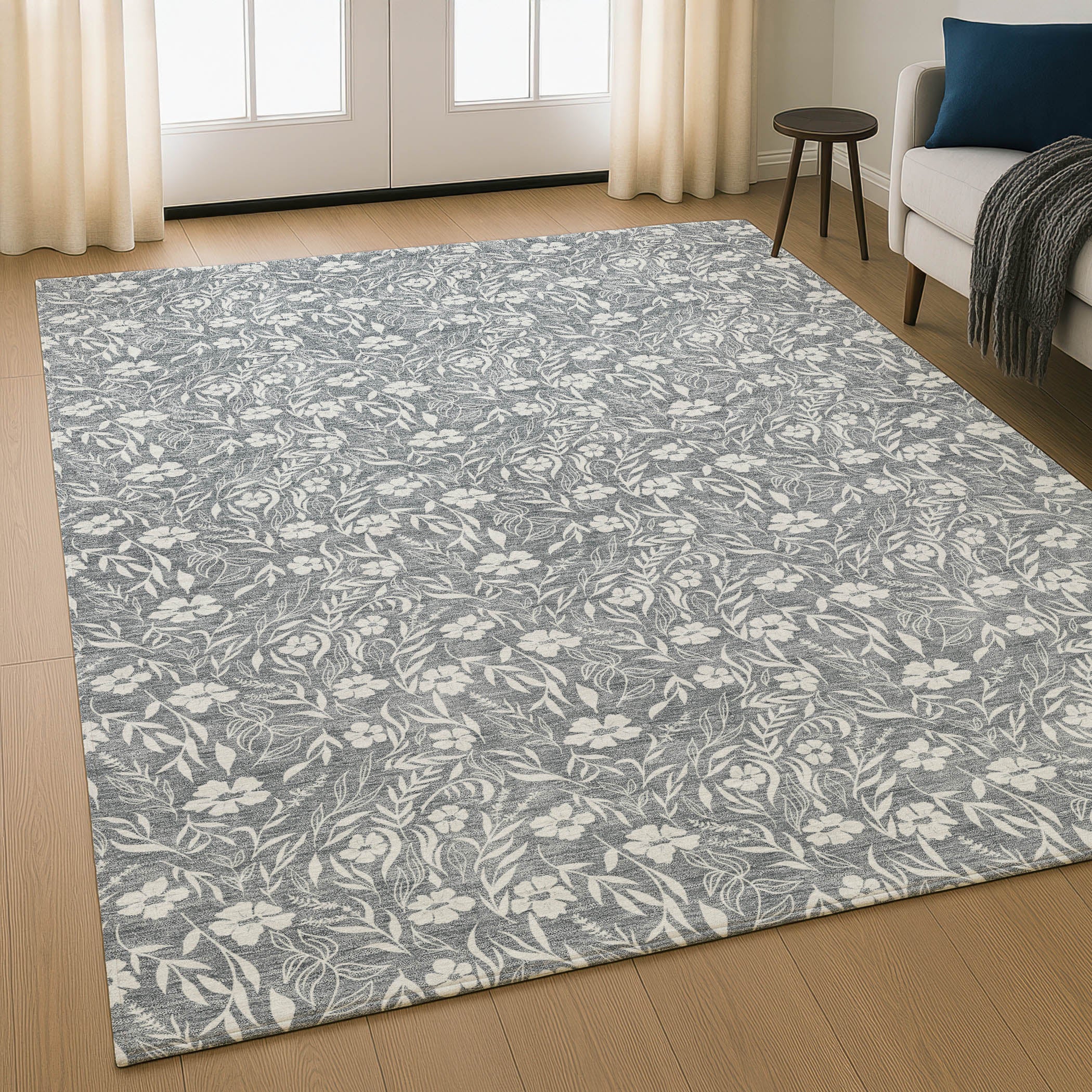 Luxury Washable Indoor/Outdoor Transitional SE4 Gray Rug 2'6" x 3'10" #shape_Rectangle