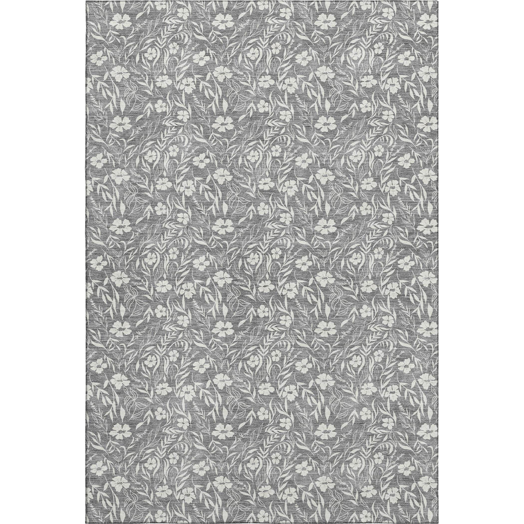 Luxury Washable Indoor/Outdoor Transitional SE4 Gray Rug 2'6" x 3'10" #shape_Rectangle
