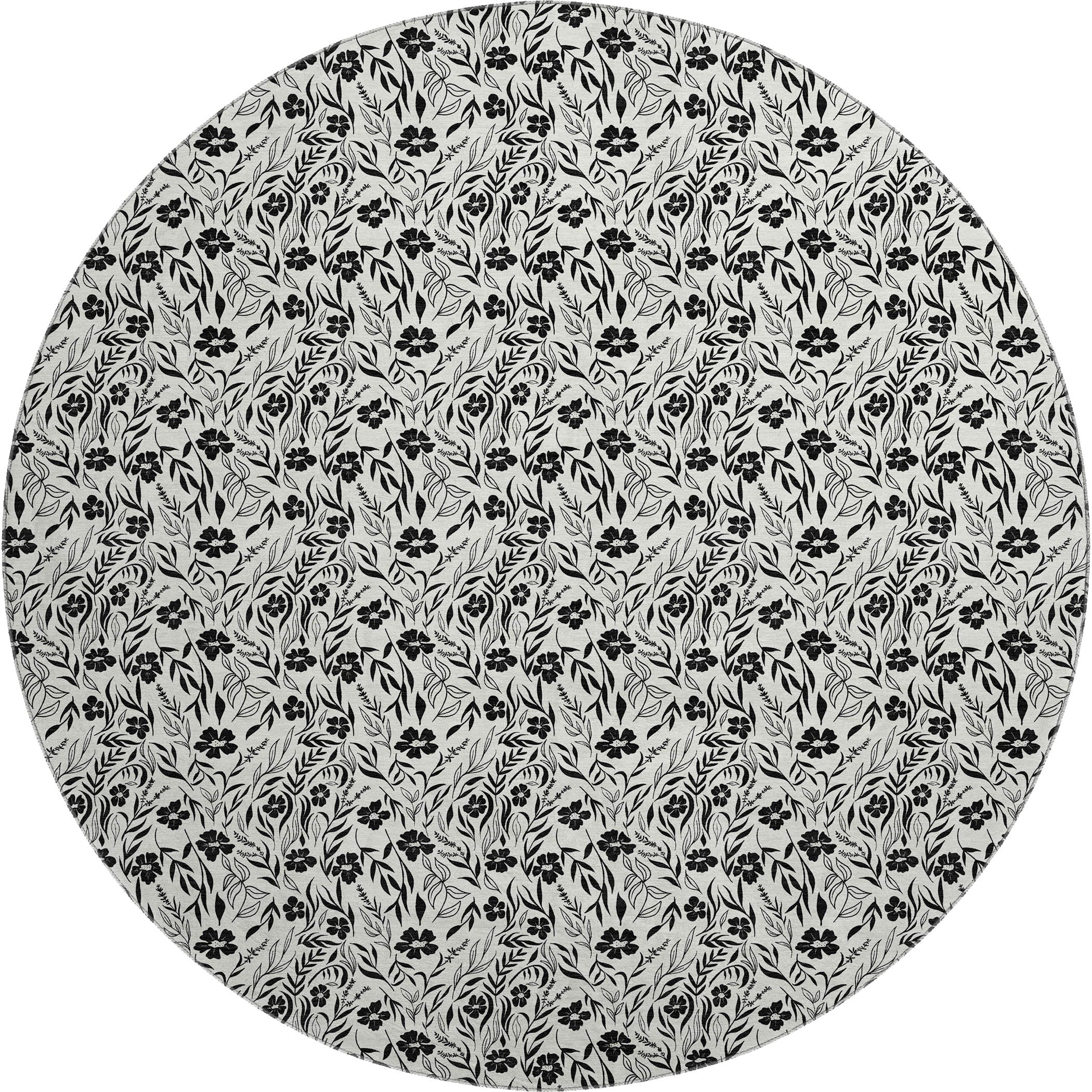 Luxury Washable Indoor/Outdoor Transitional SE4 Ivory Rug 8' x 8' #shape_Round