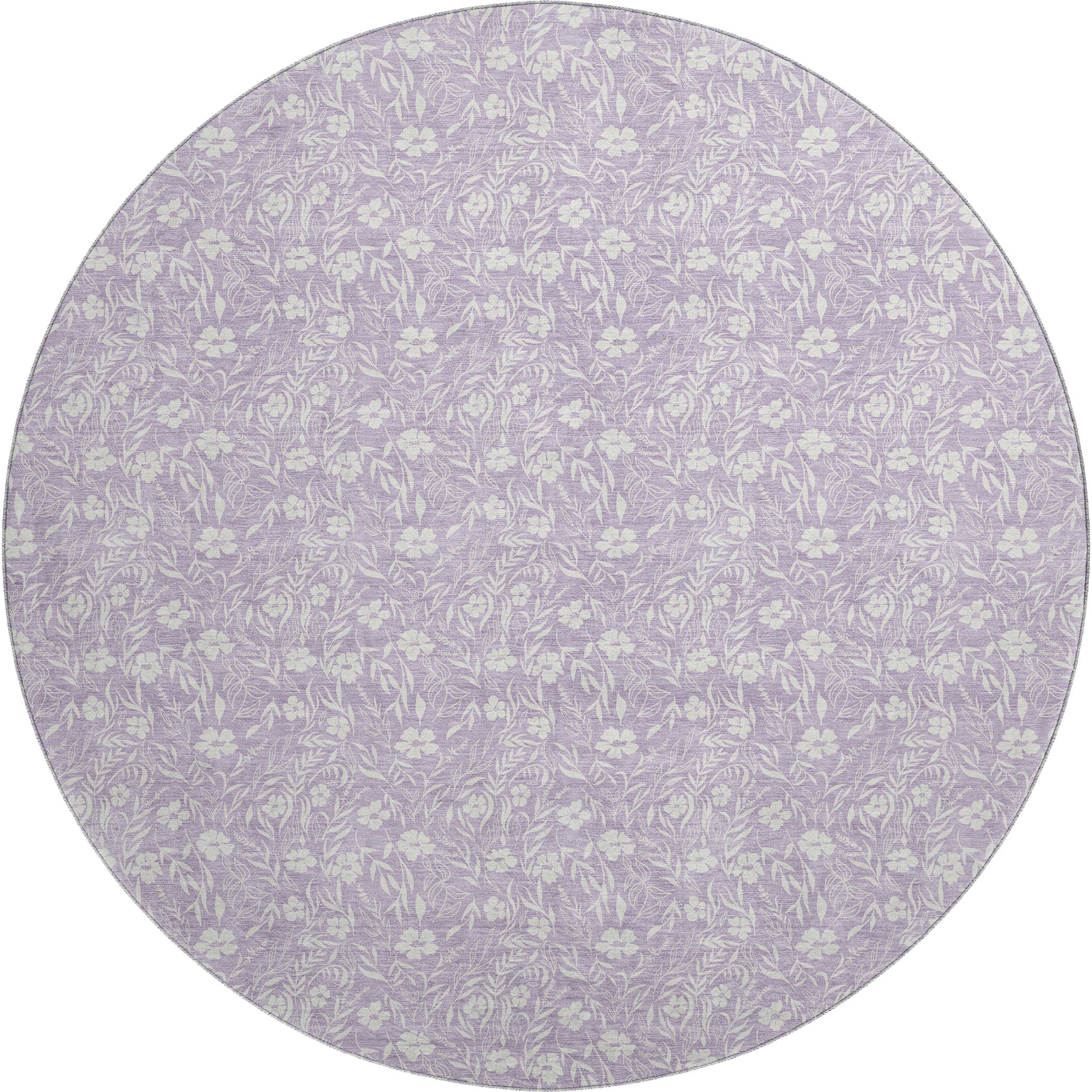 Luxury Washable Indoor/Outdoor Transitional SE4 Lavender Purple Rug 8' x 8' #shape_Round