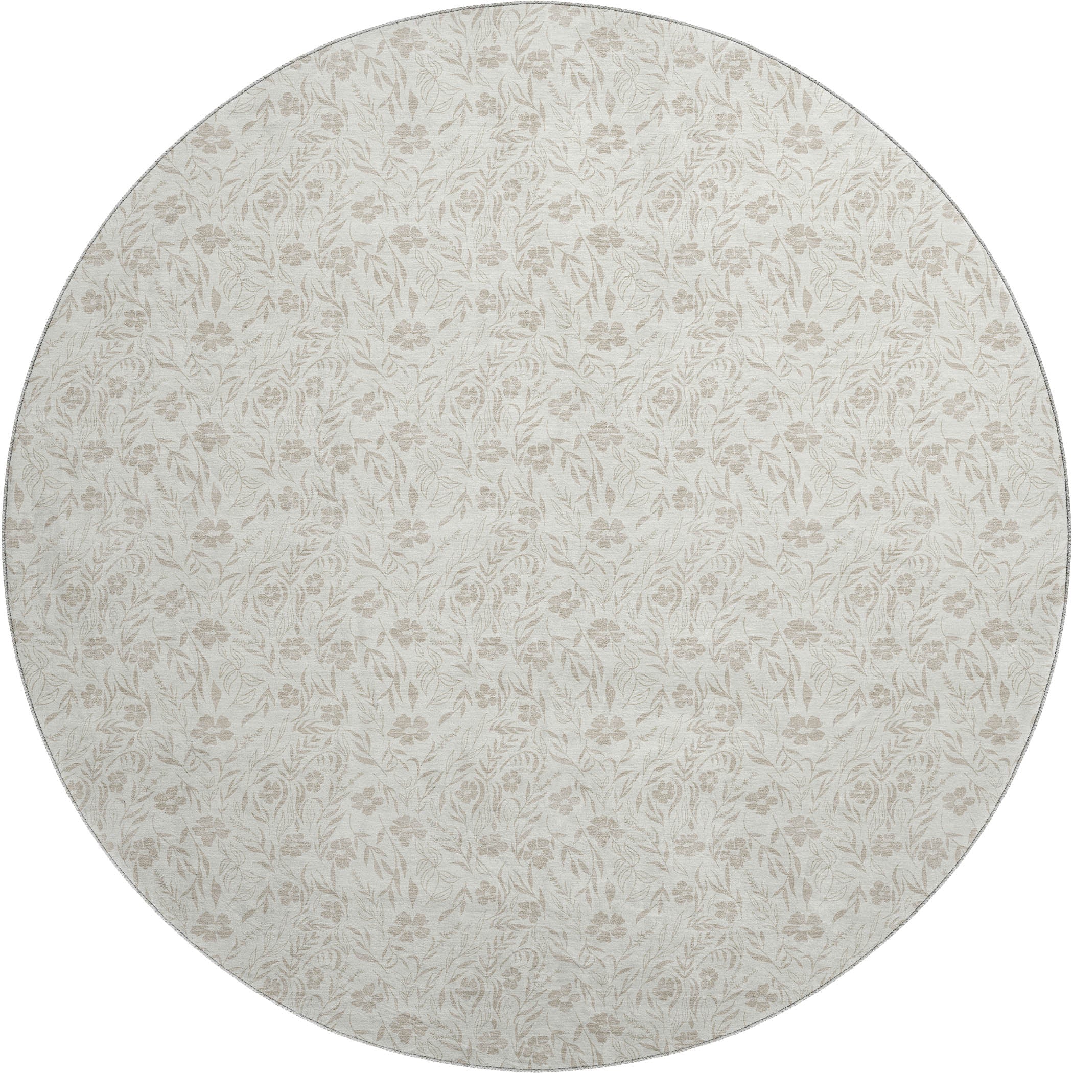 Luxury Washable Indoor/Outdoor Transitional SE4 Linen Ivory Rug 8' x 8' #shape_Round