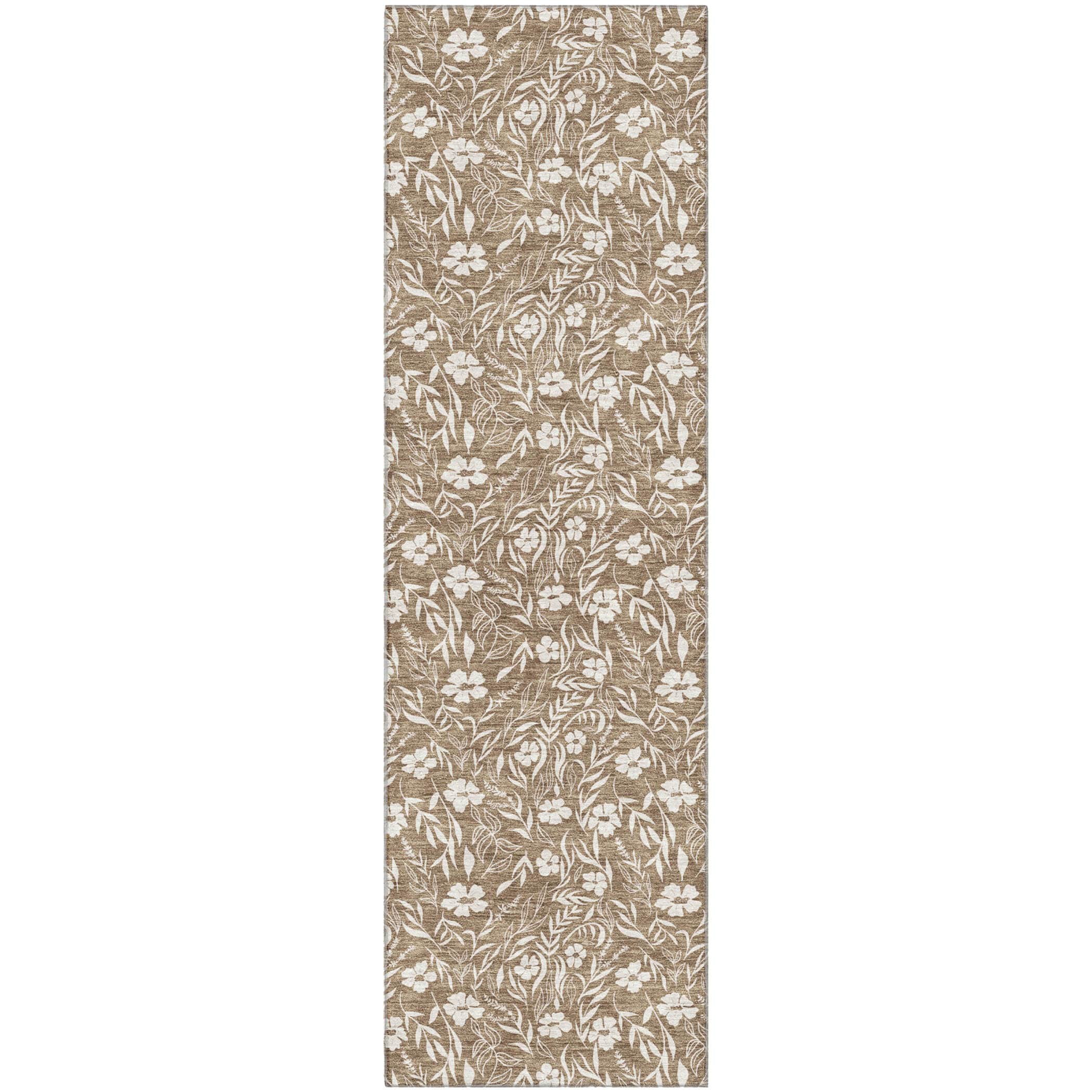 Luxury Washable Indoor/Outdoor Transitional SE4 Mocha Brown Rug 2'3" x 7'6" #shape_Runner