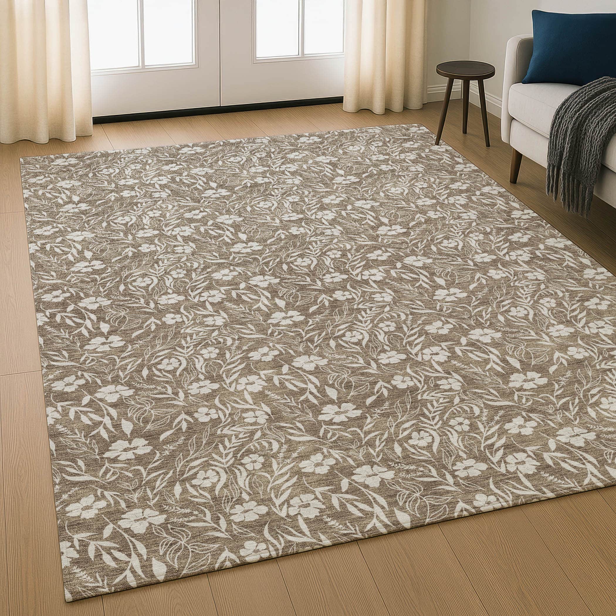 Luxury Washable Indoor/Outdoor Transitional SE4 Mocha Brown Rug 2'6" x 3'10" #shape_Rectangle