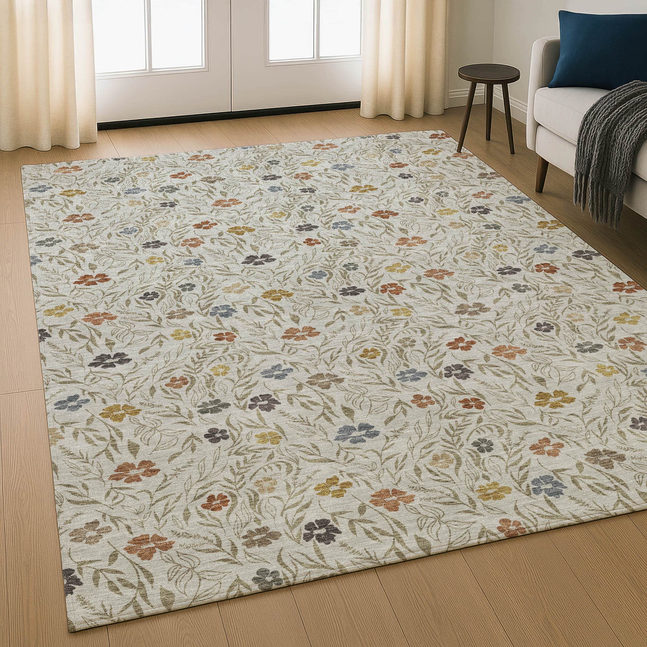Luxury Washable Indoor/Outdoor Transitional SE4 Pearl Ivory Rug 2'6" x 3'10" #shape_Rectangle